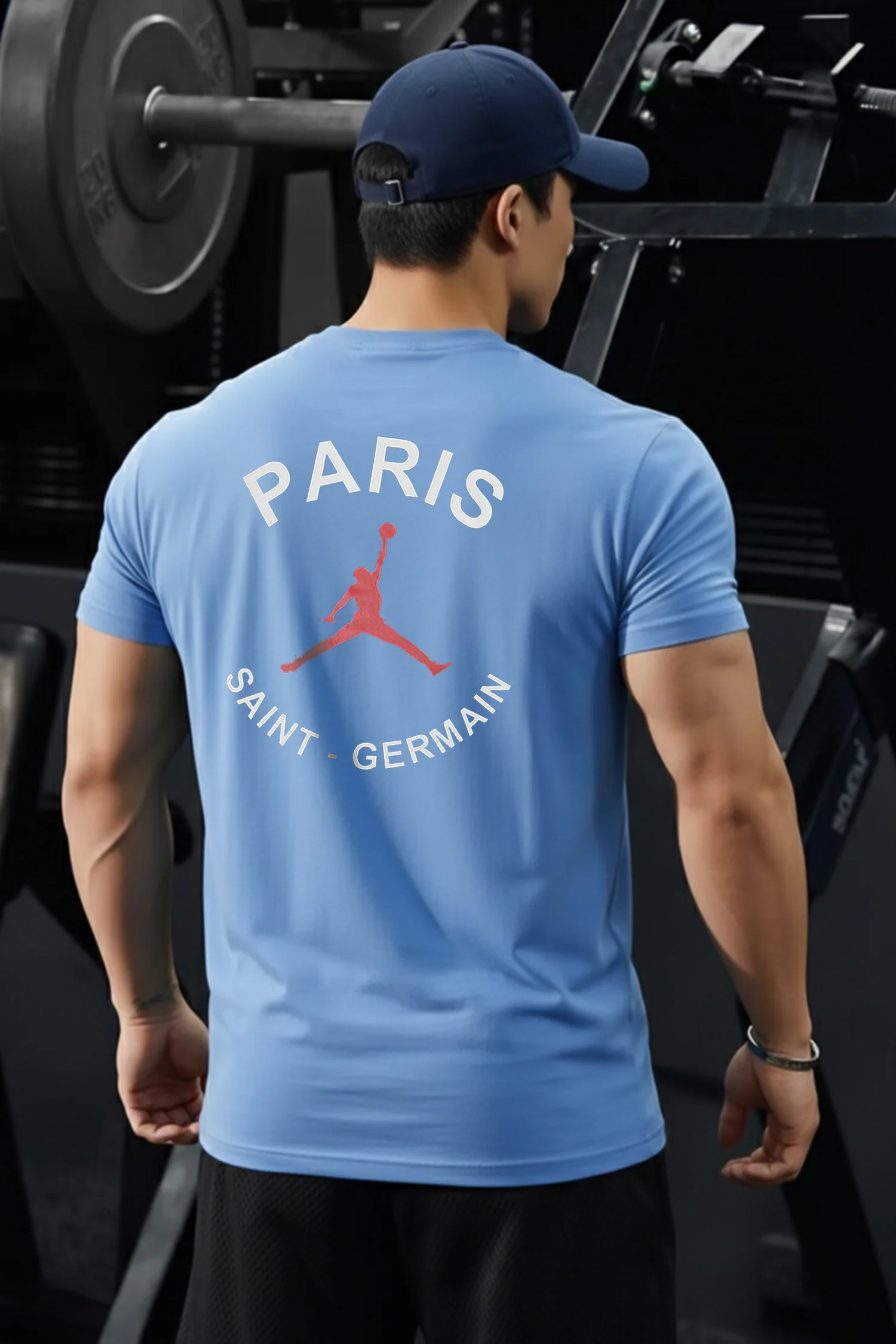 Jrdn Paris Slogan Edition Dry-Fit Tee In Sky Blue
