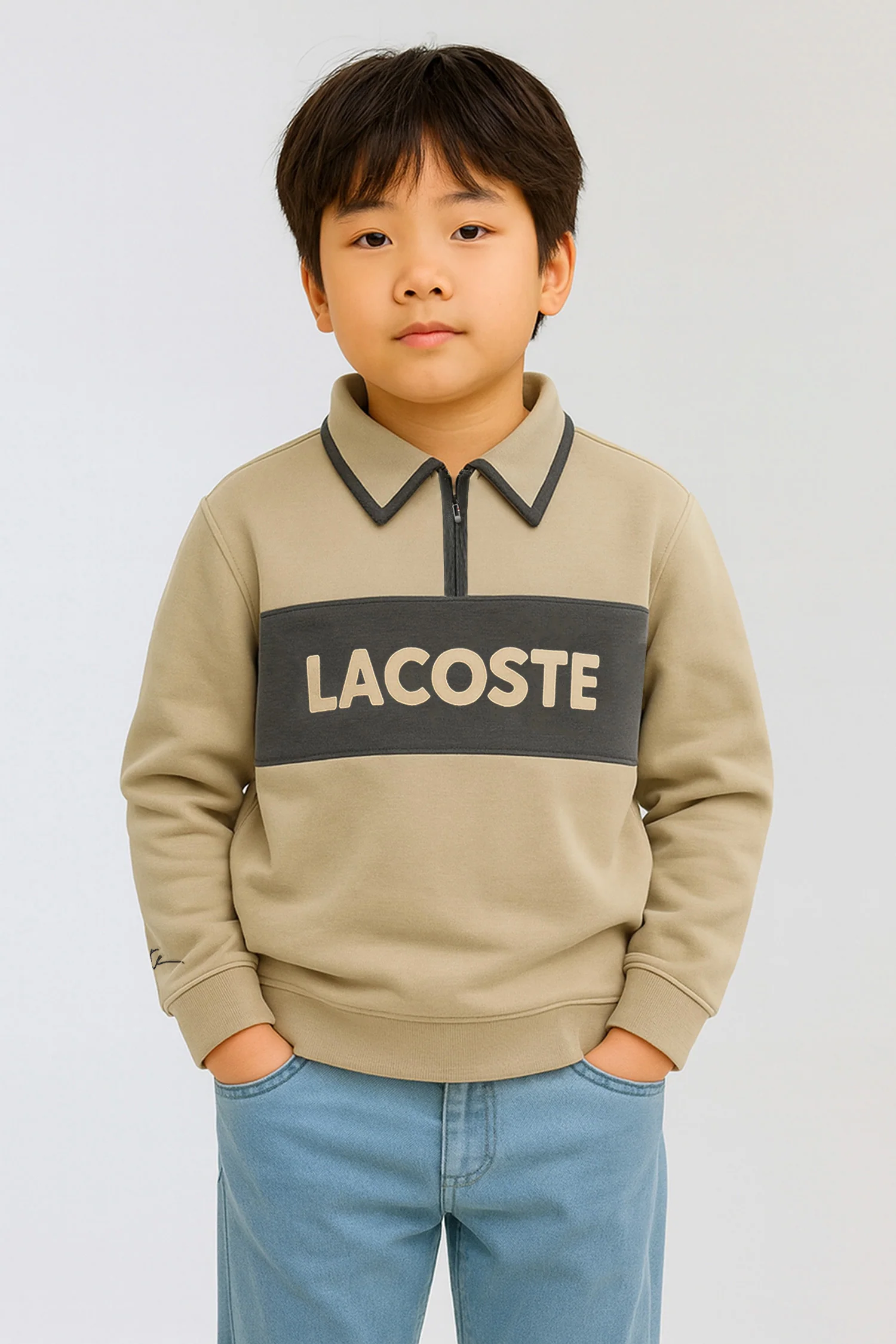 Lcste Block Panel Coller Style Unisex Kids SweatShirt - Image 5