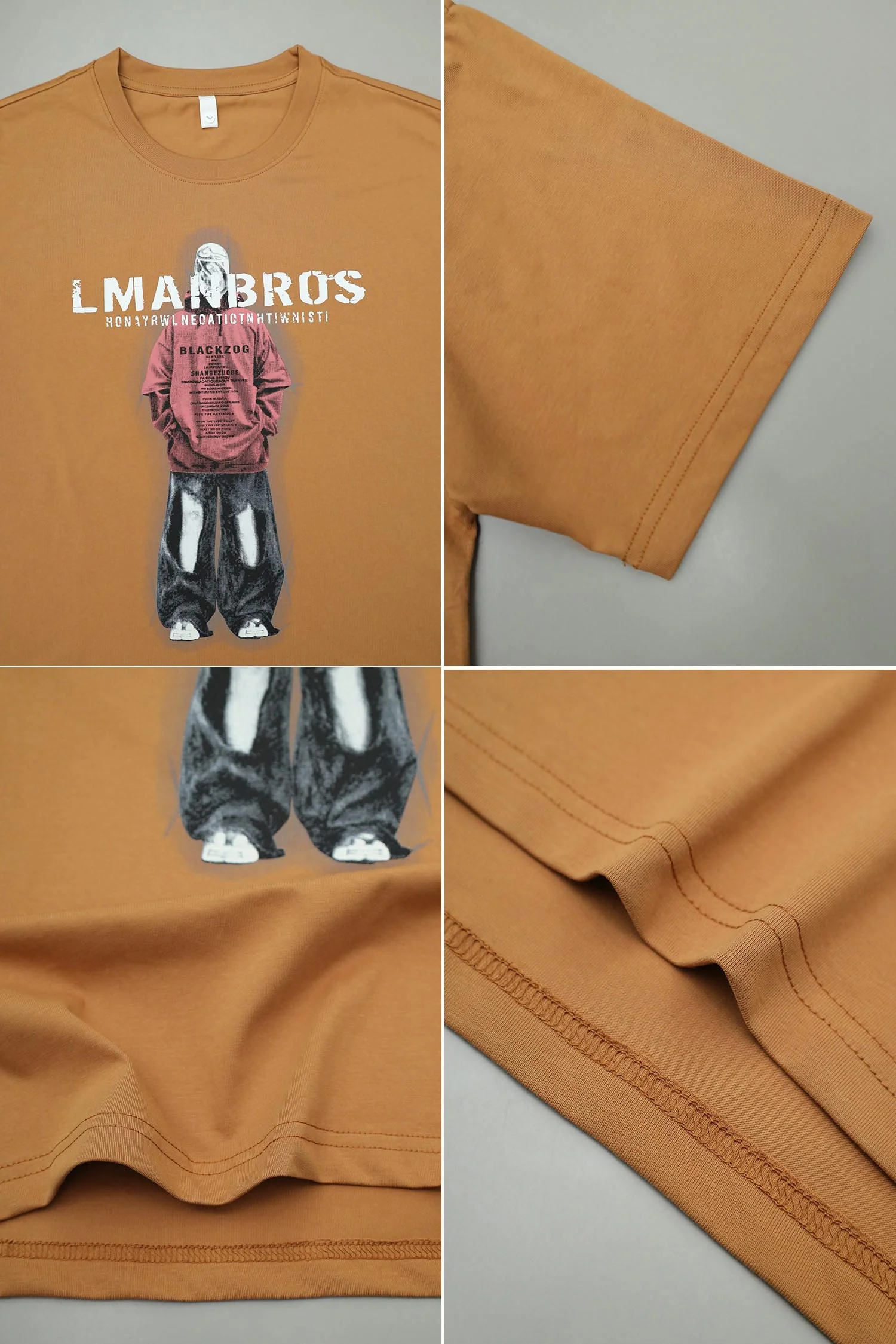 Lmanbros Graphic Round Neck T-shirt Rust - Image 3