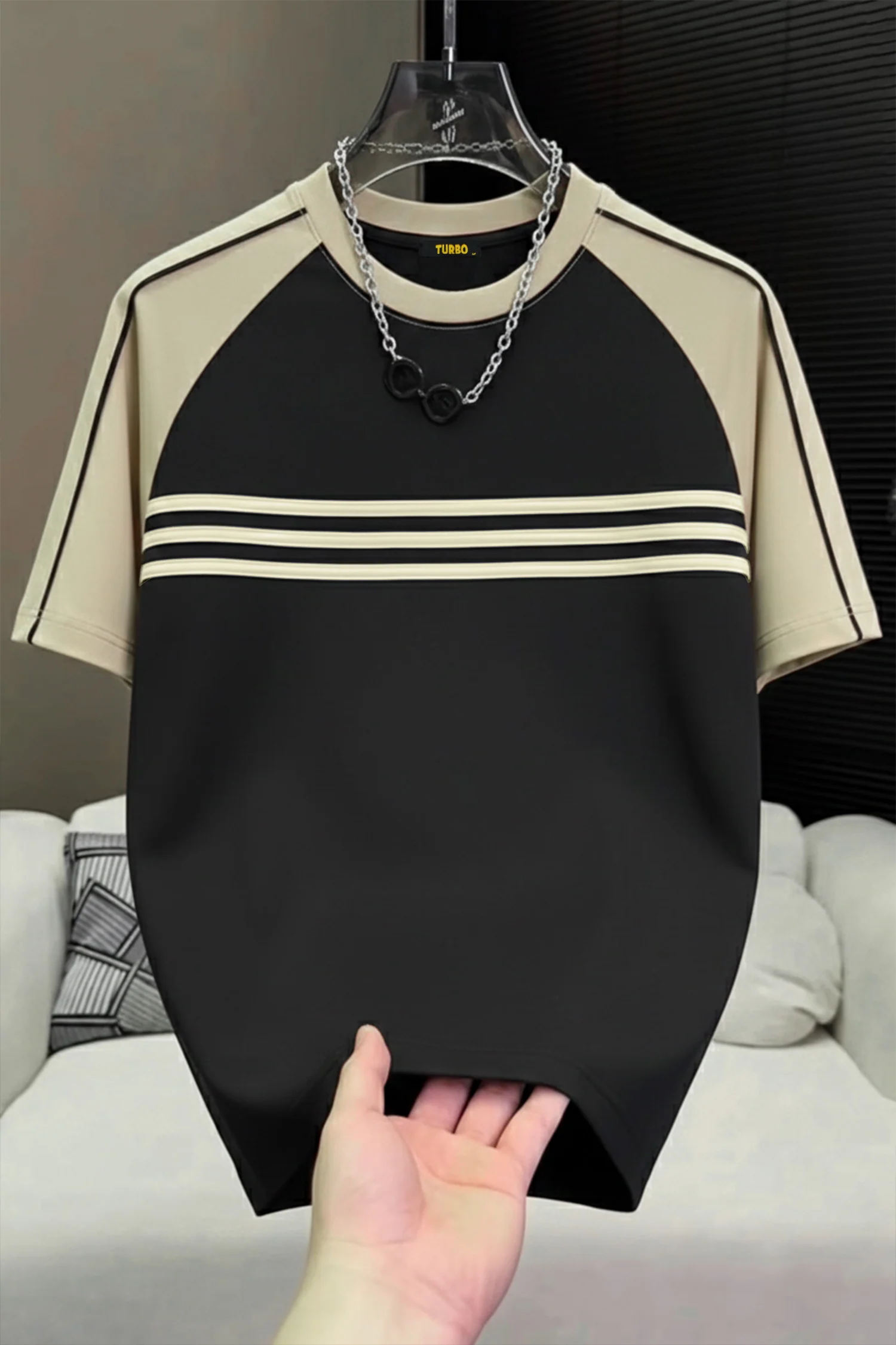 Men's 3 Strips Round Neck Tee - Image 7