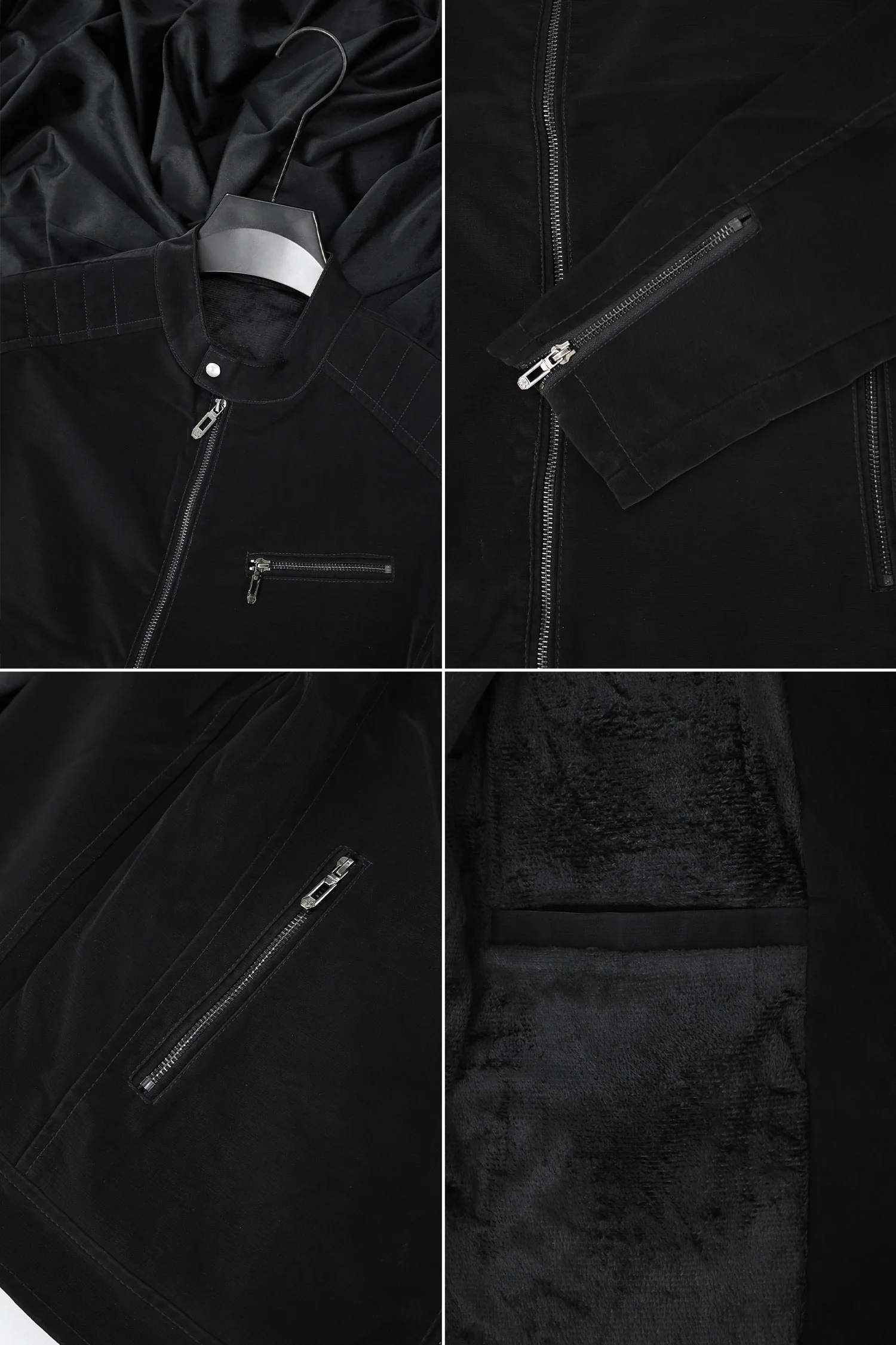 Men's Ban Button Style Suede Leather Jacket In Black - Image 4