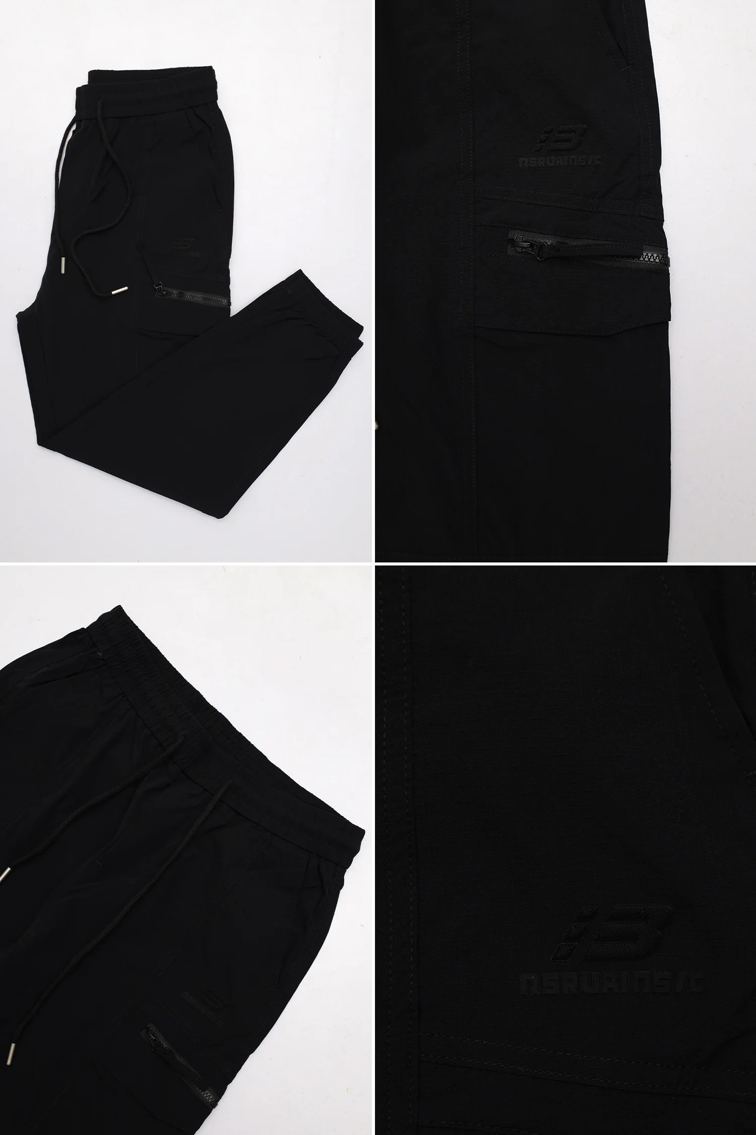 Men's Casual Convertible Pocket Cargo Trouser In Black - Image 4