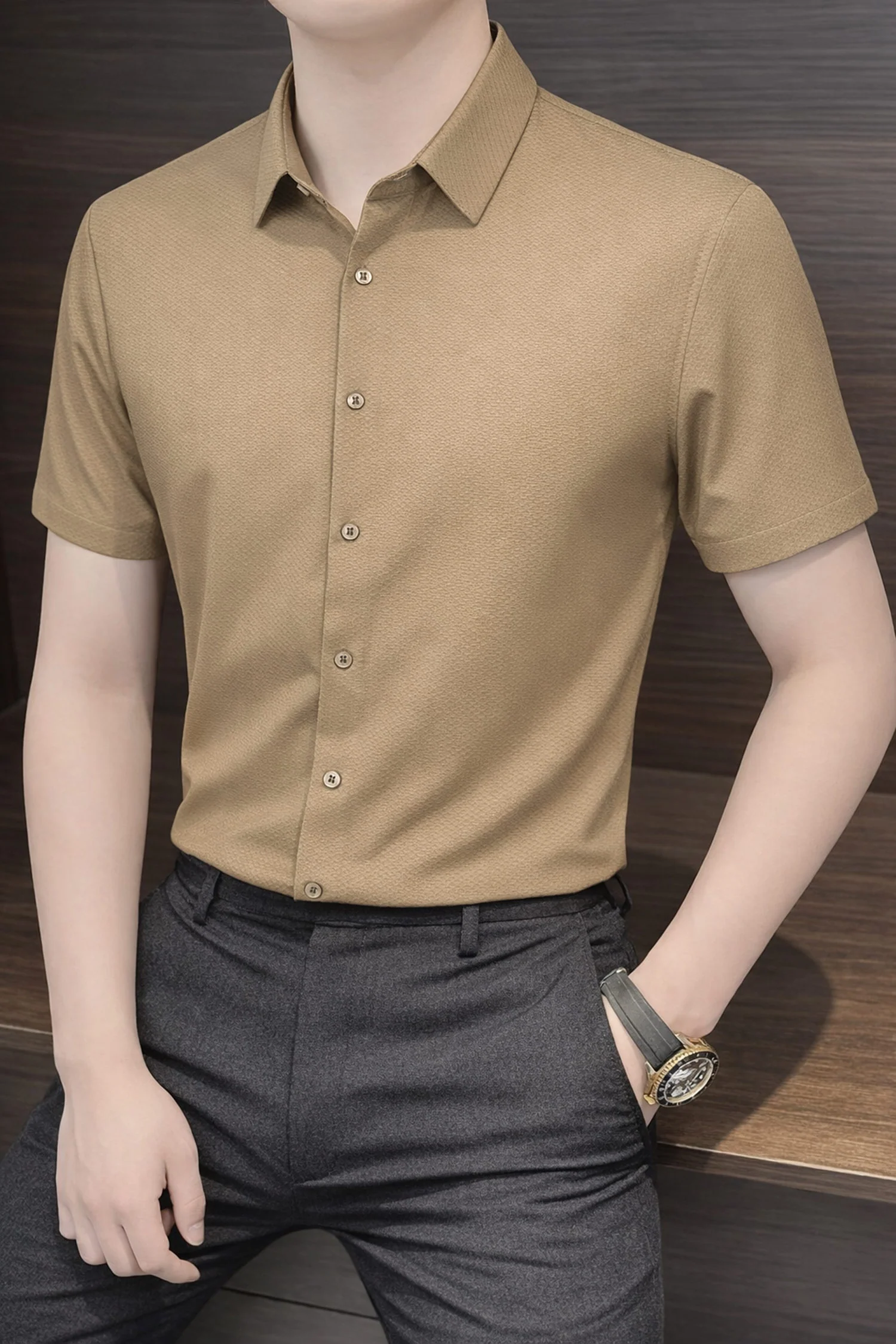 Men's Cuban Texture Silk Casual Shirt - Image 4