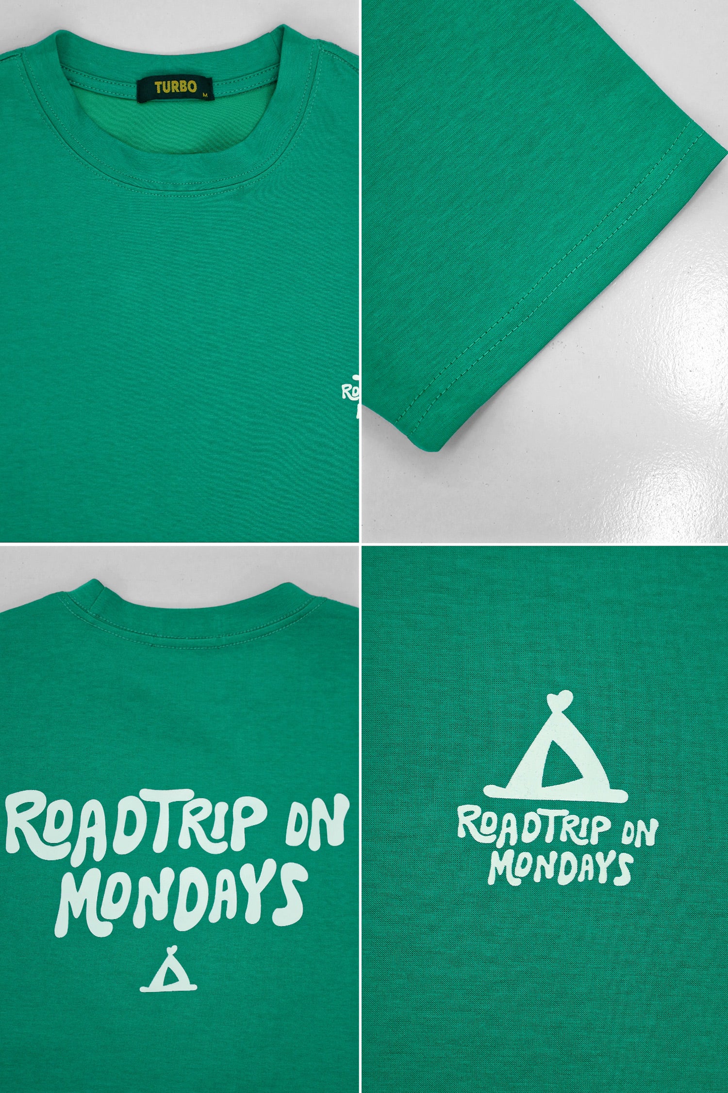 Men's Graphic Thread Round Neck Tee In Green - Image 3