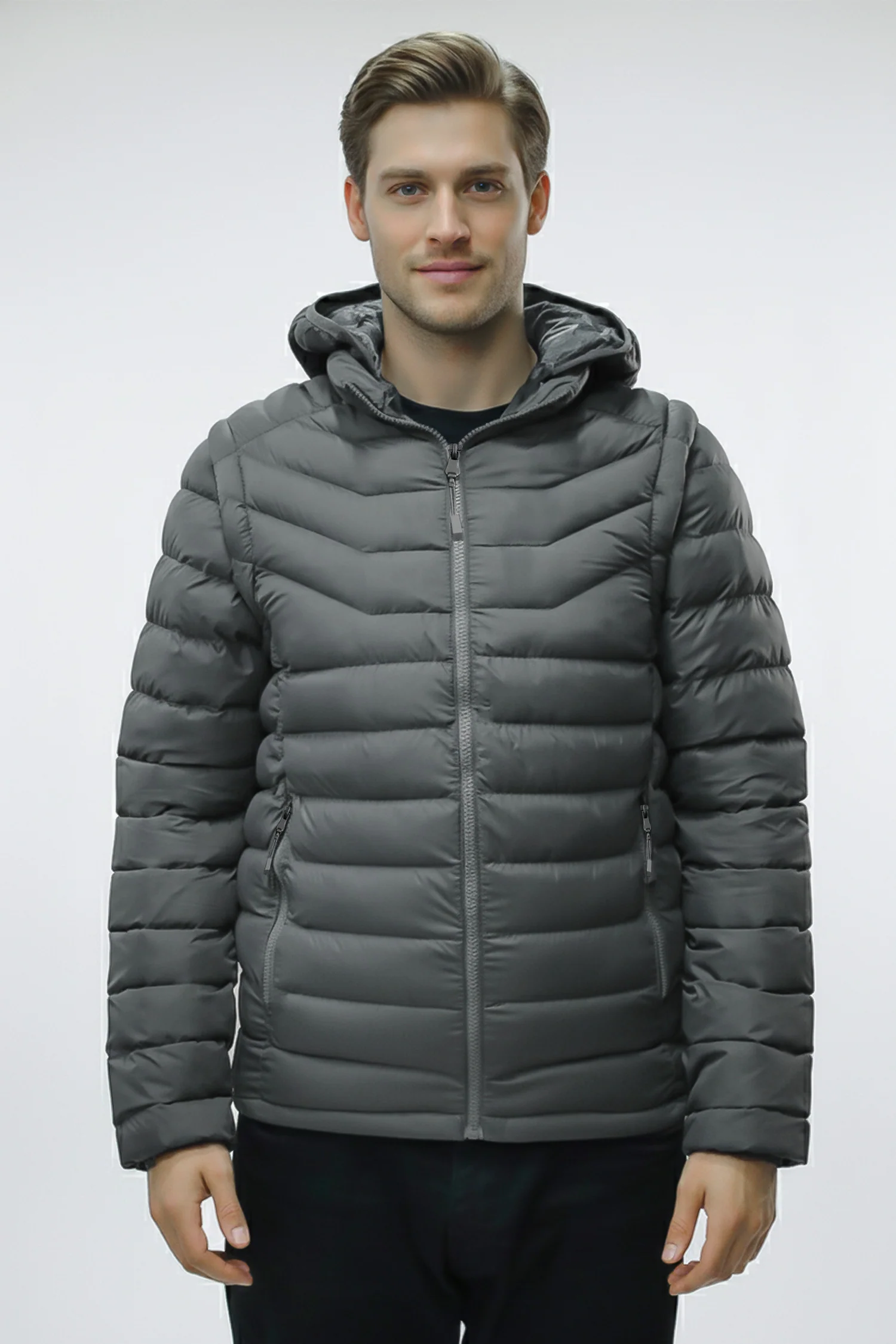 Men's Removable Arm Imported Puffer Jacket - Image 4