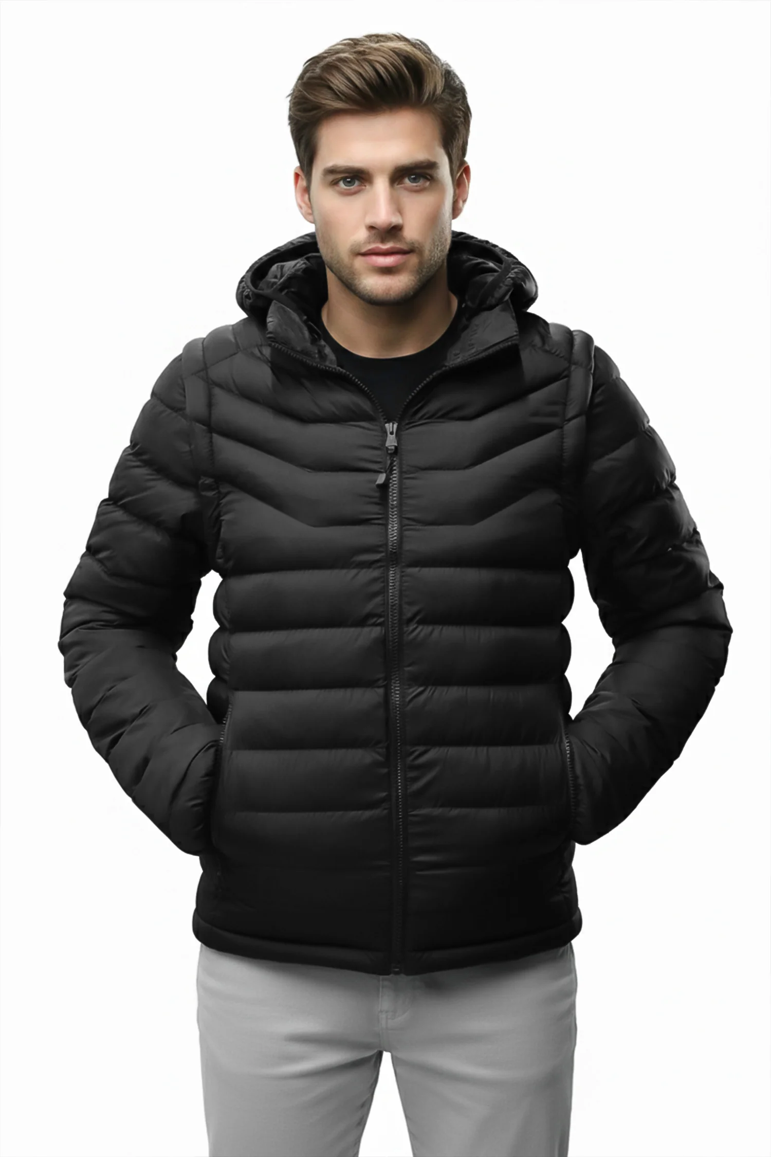 Men's Removable Arm Imported Puffer Jacket - Image 7