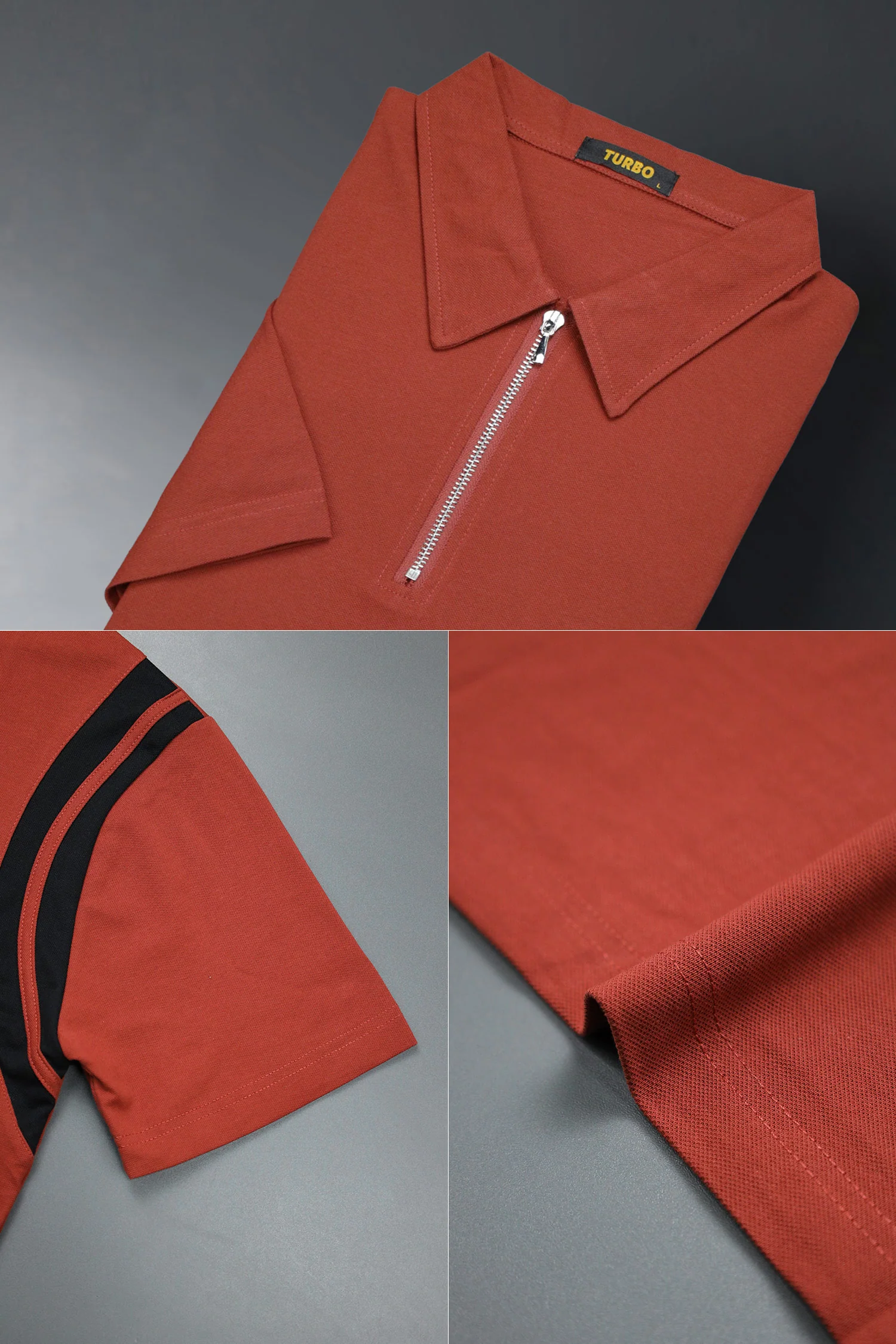 Men's Jacquard Quarter Zipper Style Polo T-Shirt* - Image 4