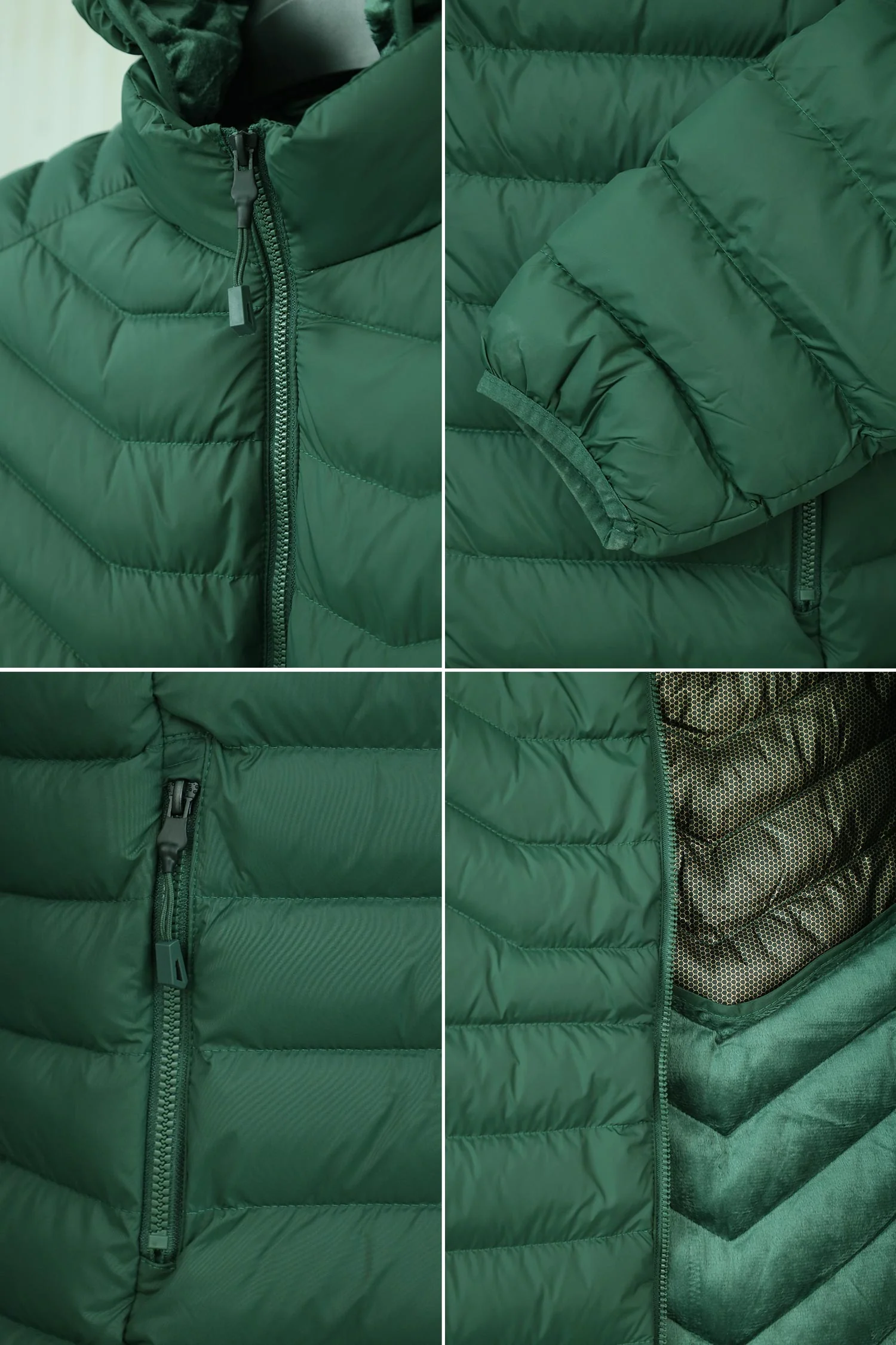 Men's Removable Arm Imported Puffer Jacket In Green - Image 4