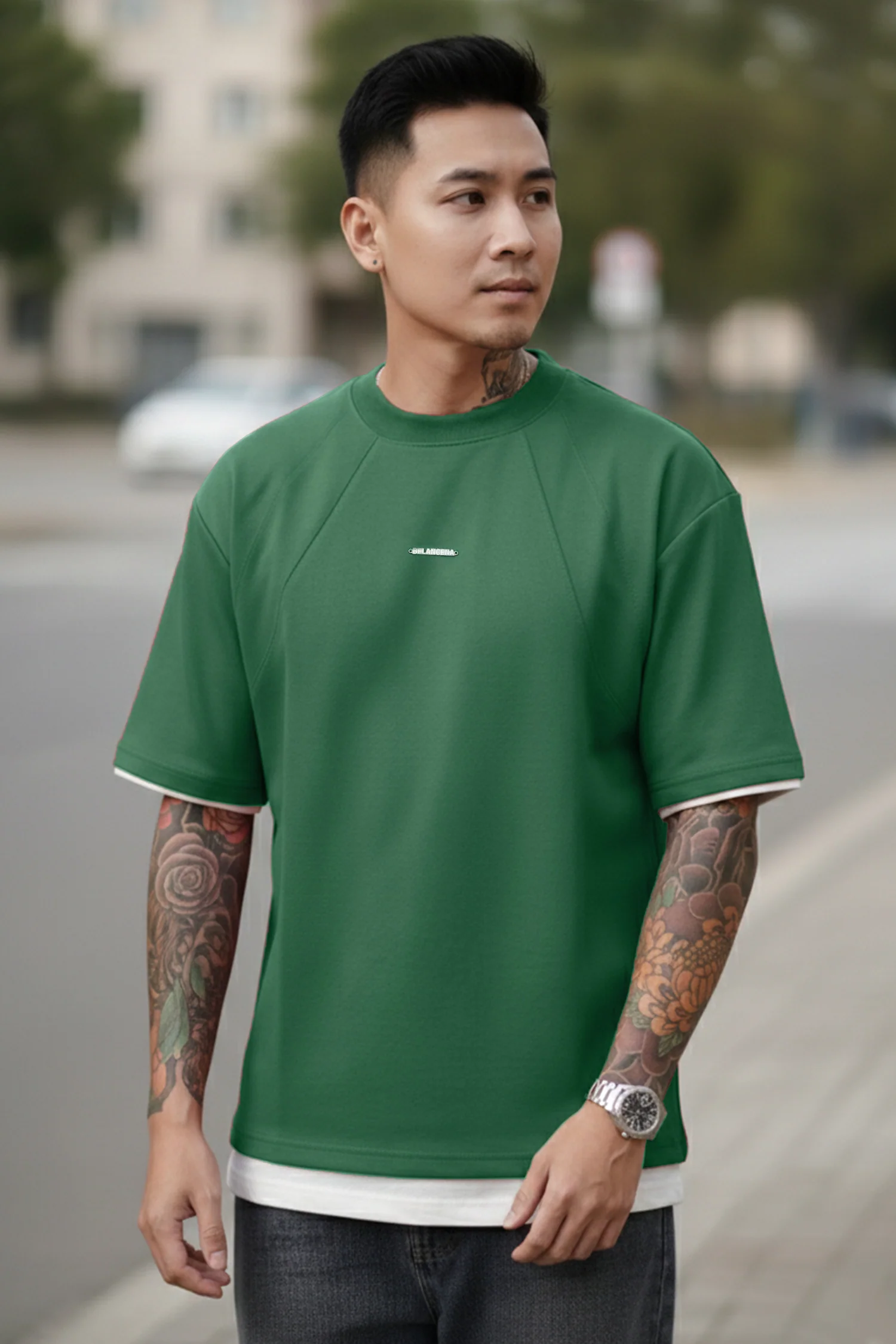 Mens Signature Logo Dropdown Shoulder T-shirt - Image 4