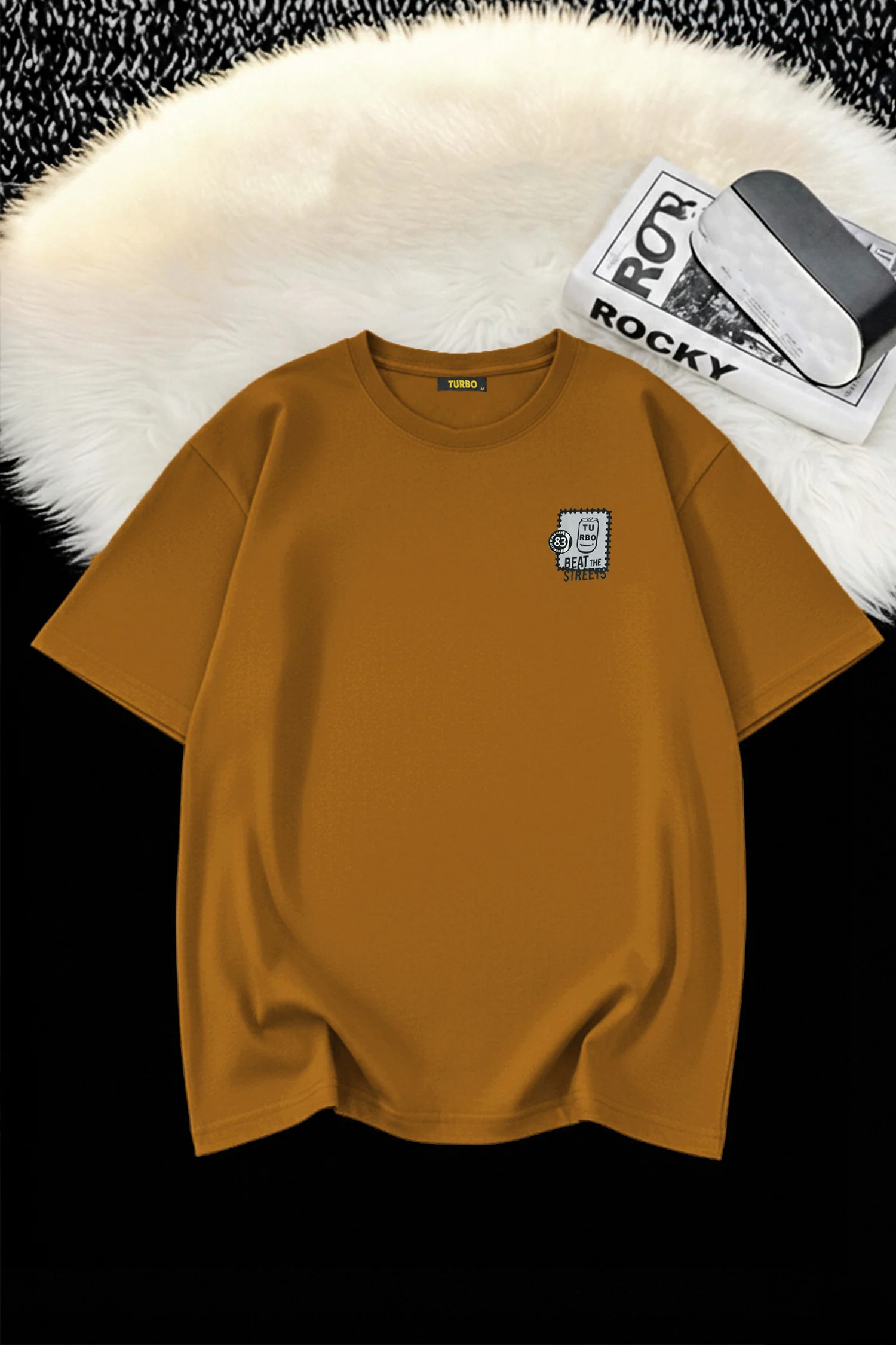 Mens Smart Essential Round Neck Tee In Light Brown - Image 2