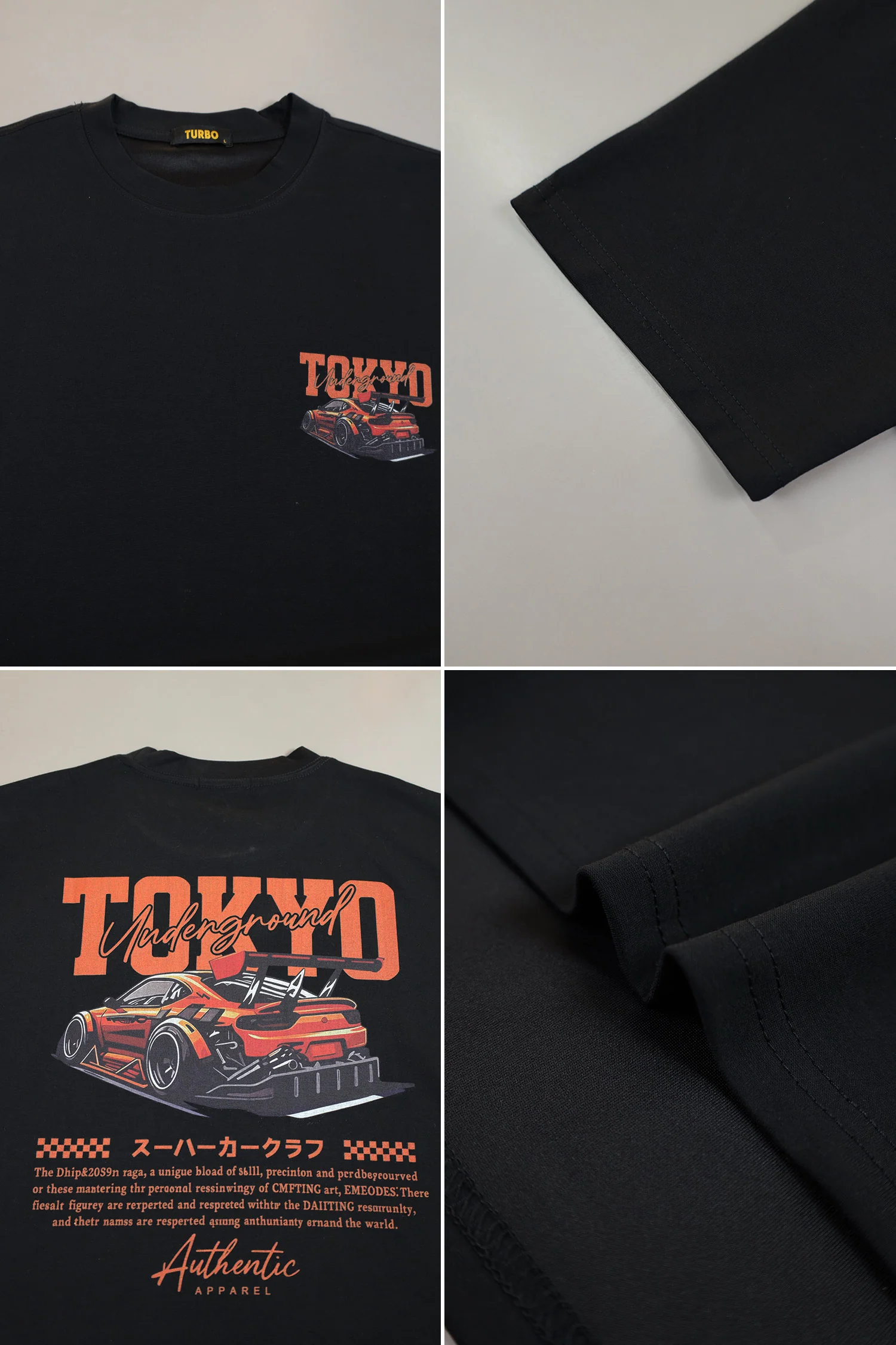 Men's "Tokyo Racing Edition" Round Neck Tee in Black - Image 4
