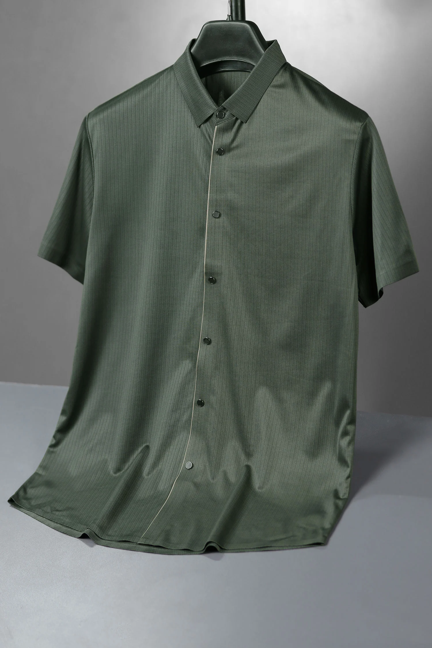 Men's Various Textured Silk Casual Shirt In Dark Grey