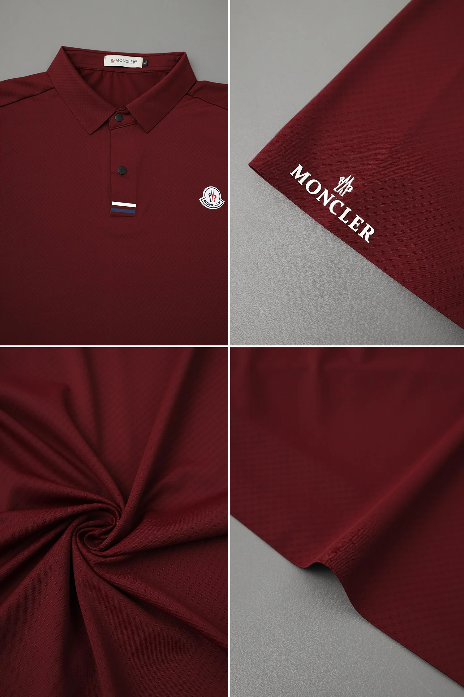 Monclr Moisture-Wicking Imp Dry-Fit Polo In Maroon - Image 3