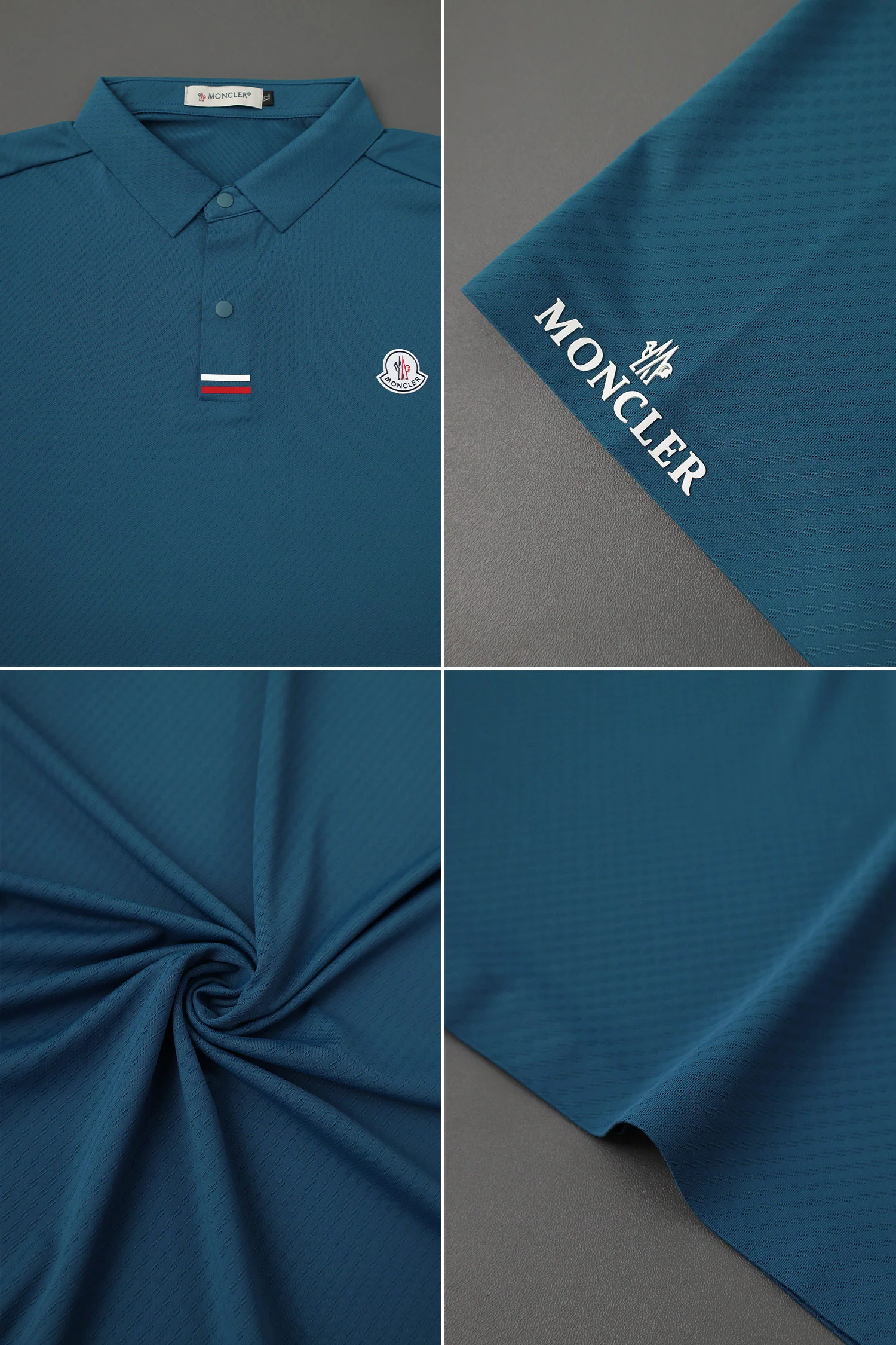 Monclr Moisture-Wicking Imp Dry-Fit Polo In Blue - Image 3
