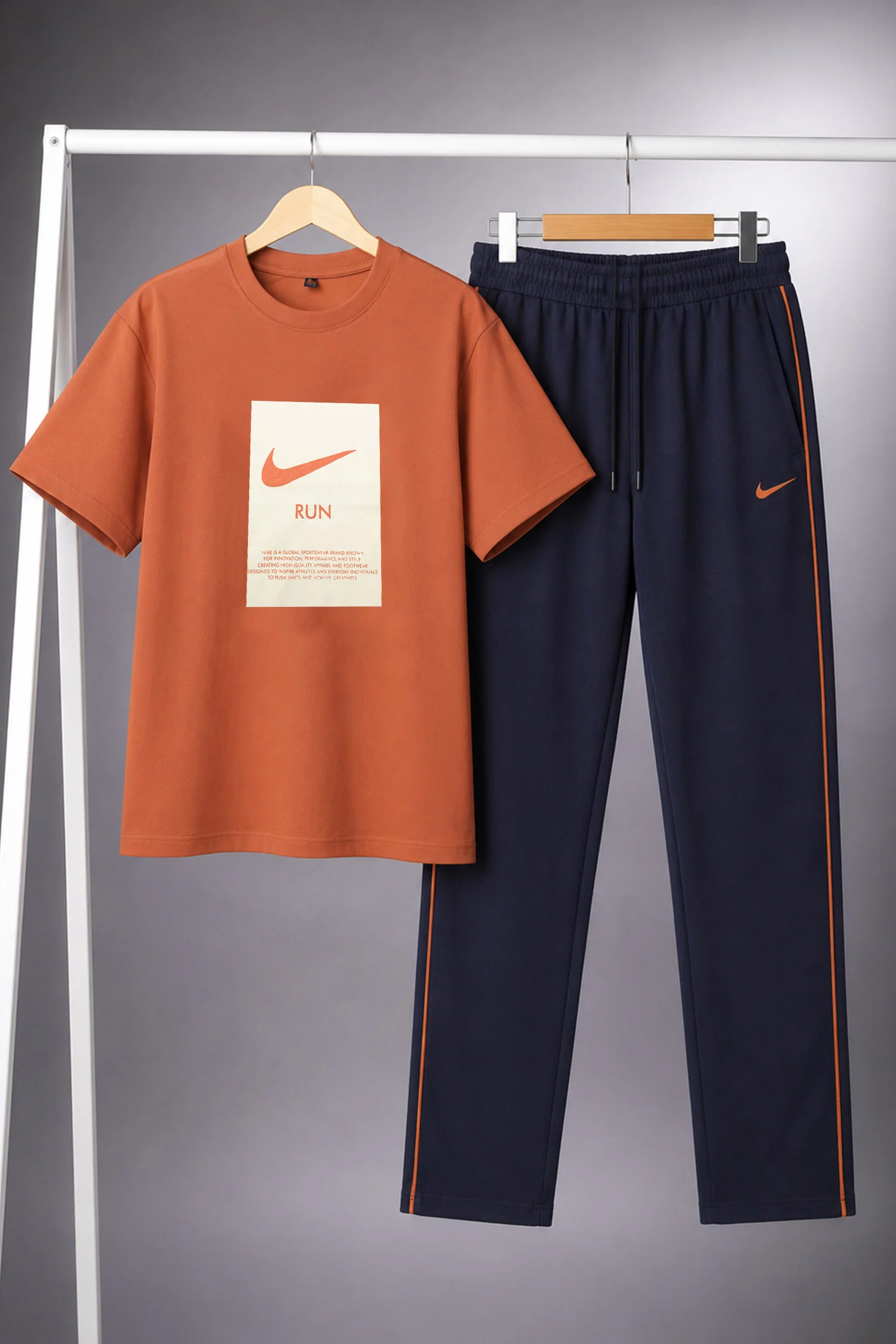 Nke Run Heritage Graphic Men's Co-Ord Set In Orange