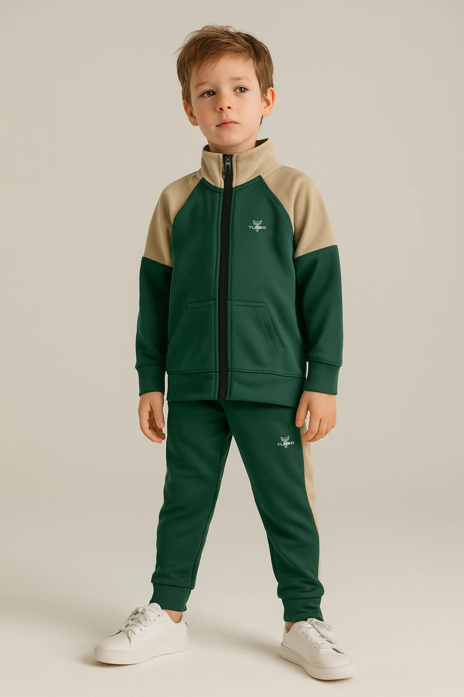 Turbo Raglan Sleeves Panel Full-Zip Unisex Younger Kids Tracksuit - Image 16