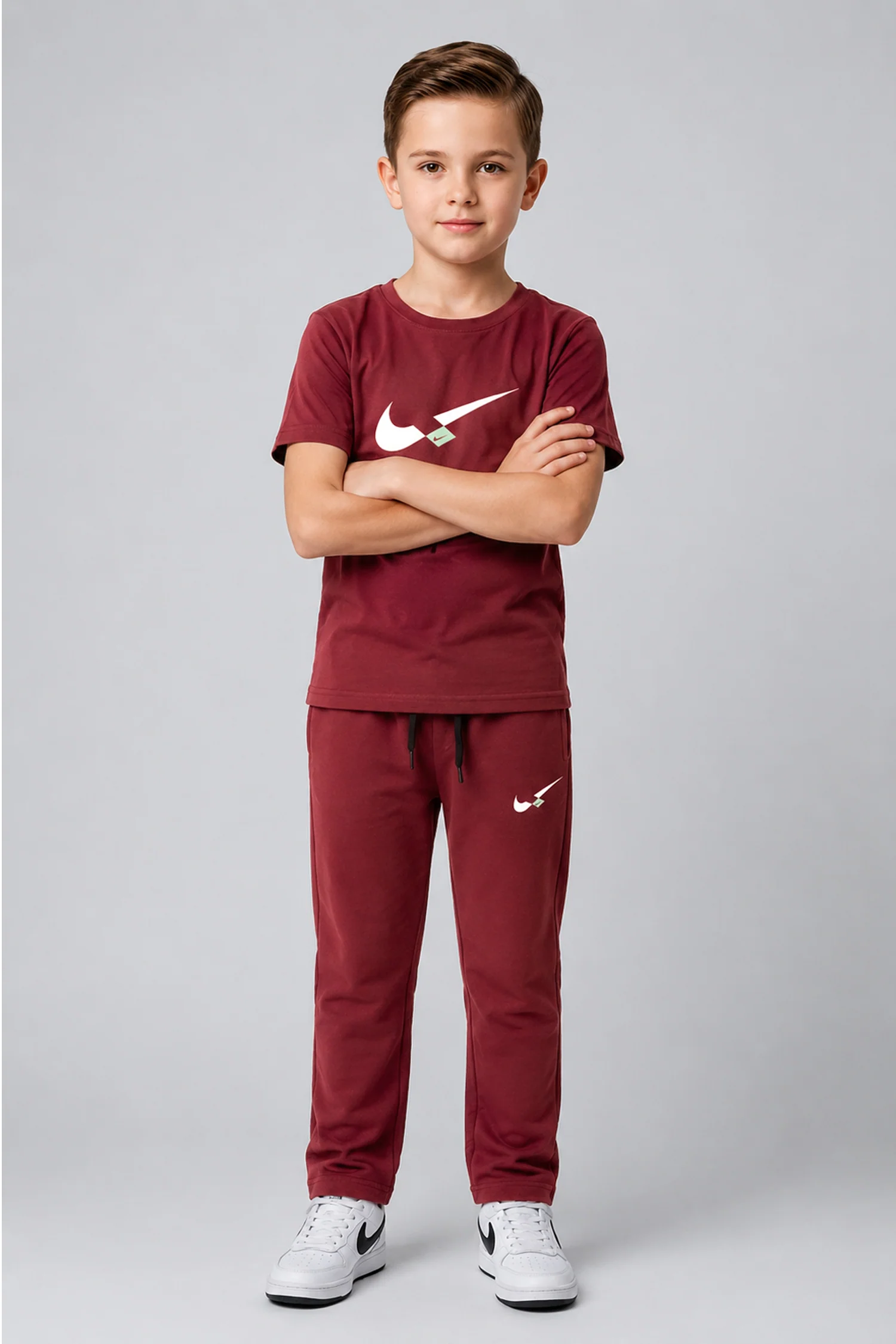Nke Sportwear Printed Younger Kids Co-Ord Set In Maroon