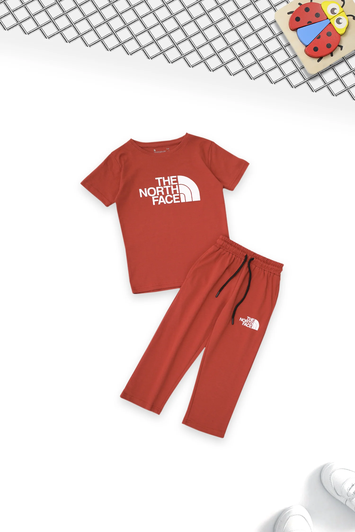 Nrth Fce Active Core Kids Co-Ord Set In Red Brick - Image 2