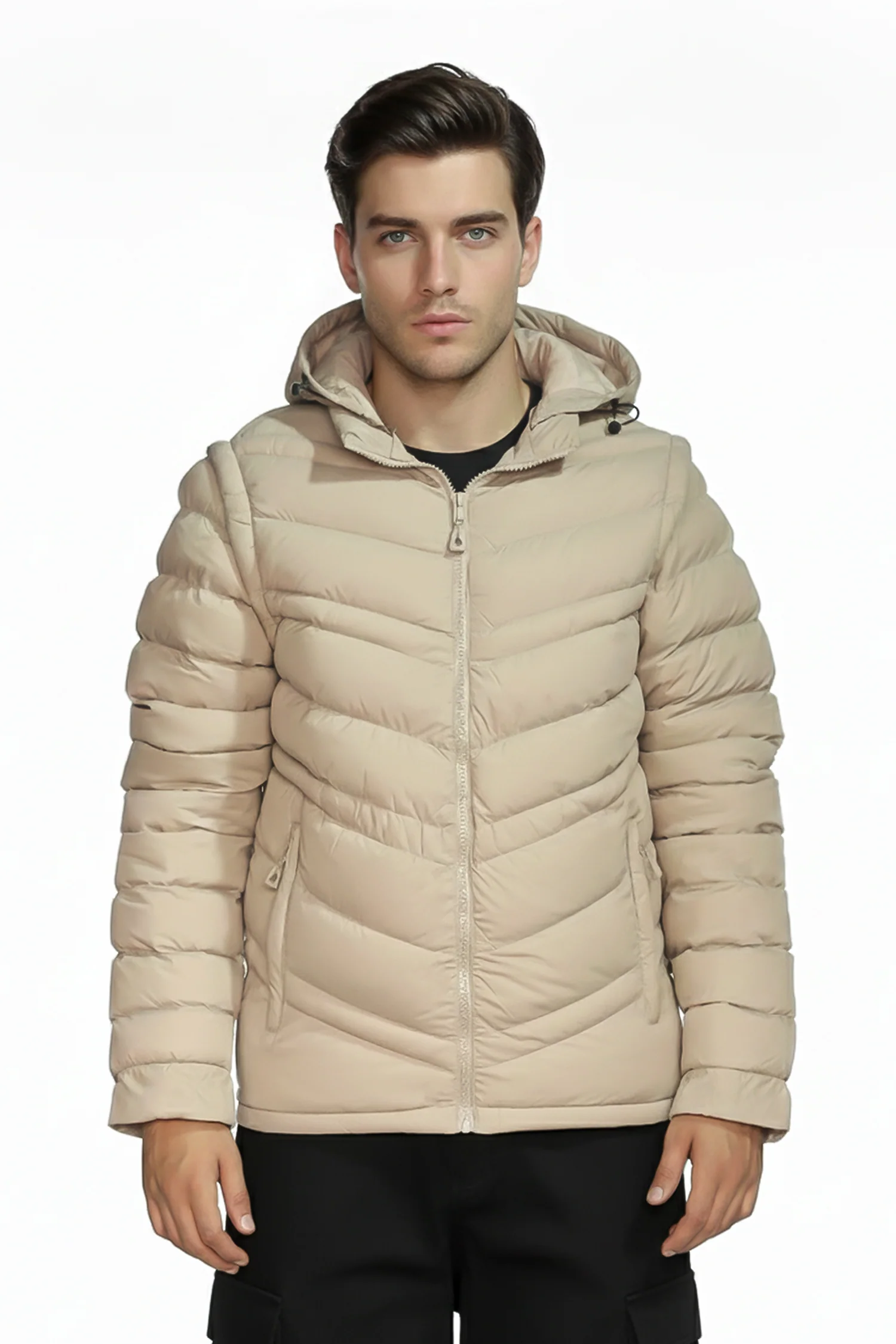 Turbo Poly Stretch Removable Arm Imported Puffer Jacket - Image 9