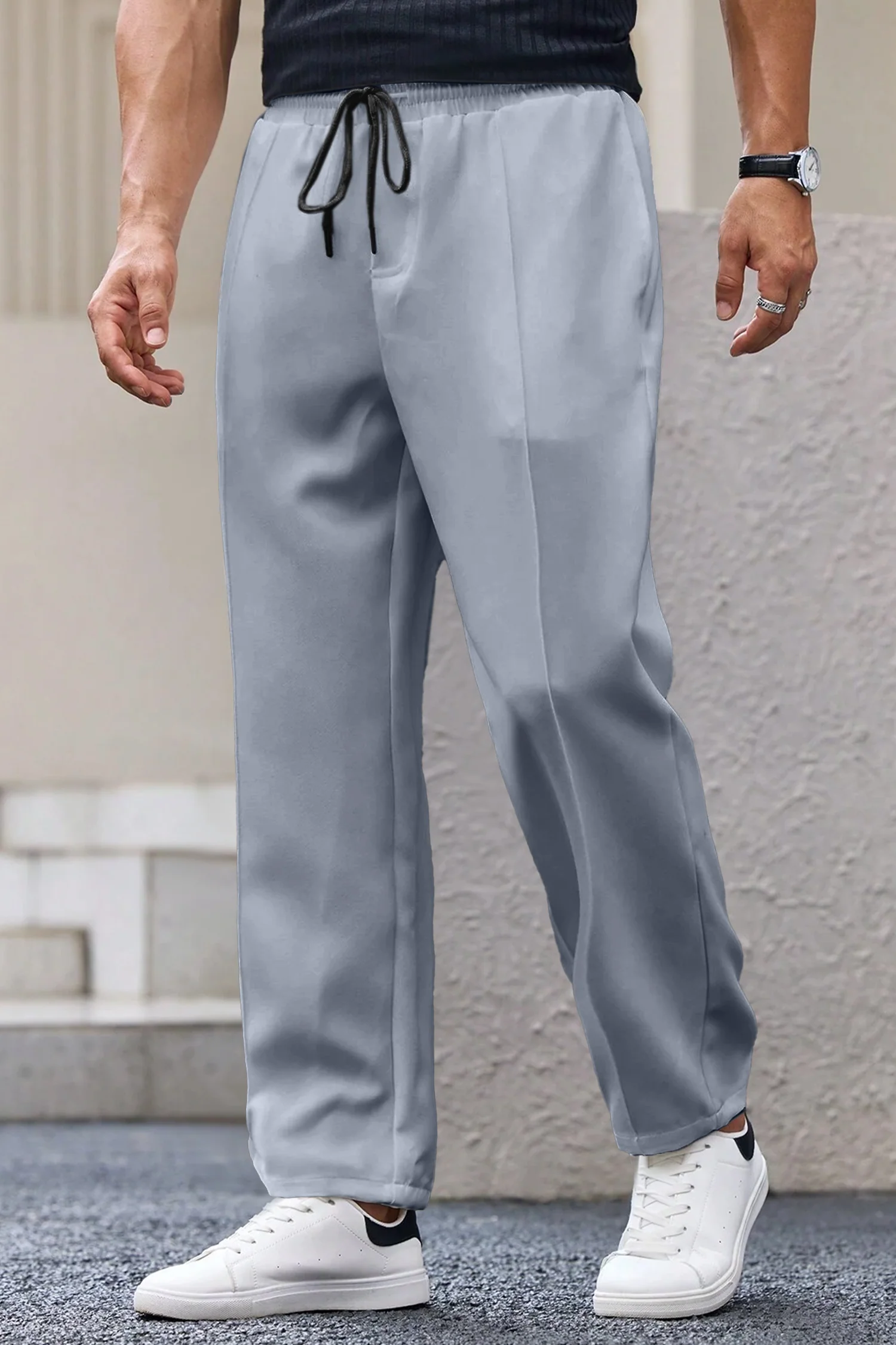 Plain Stripe Line Loose Bottom Trouser - Image 3
