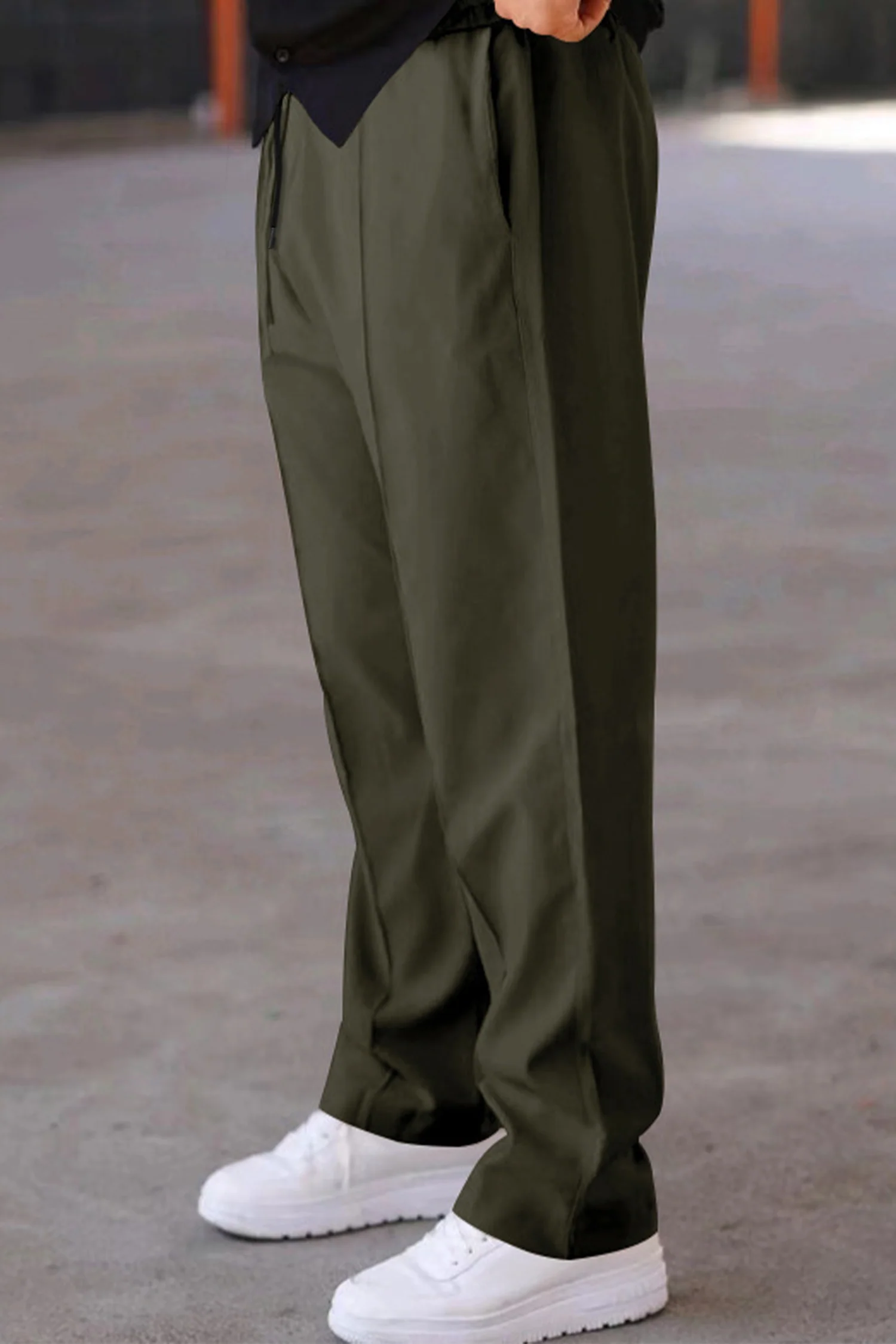 Plain Stripe Line Loose Bottom Trouser - Image 8