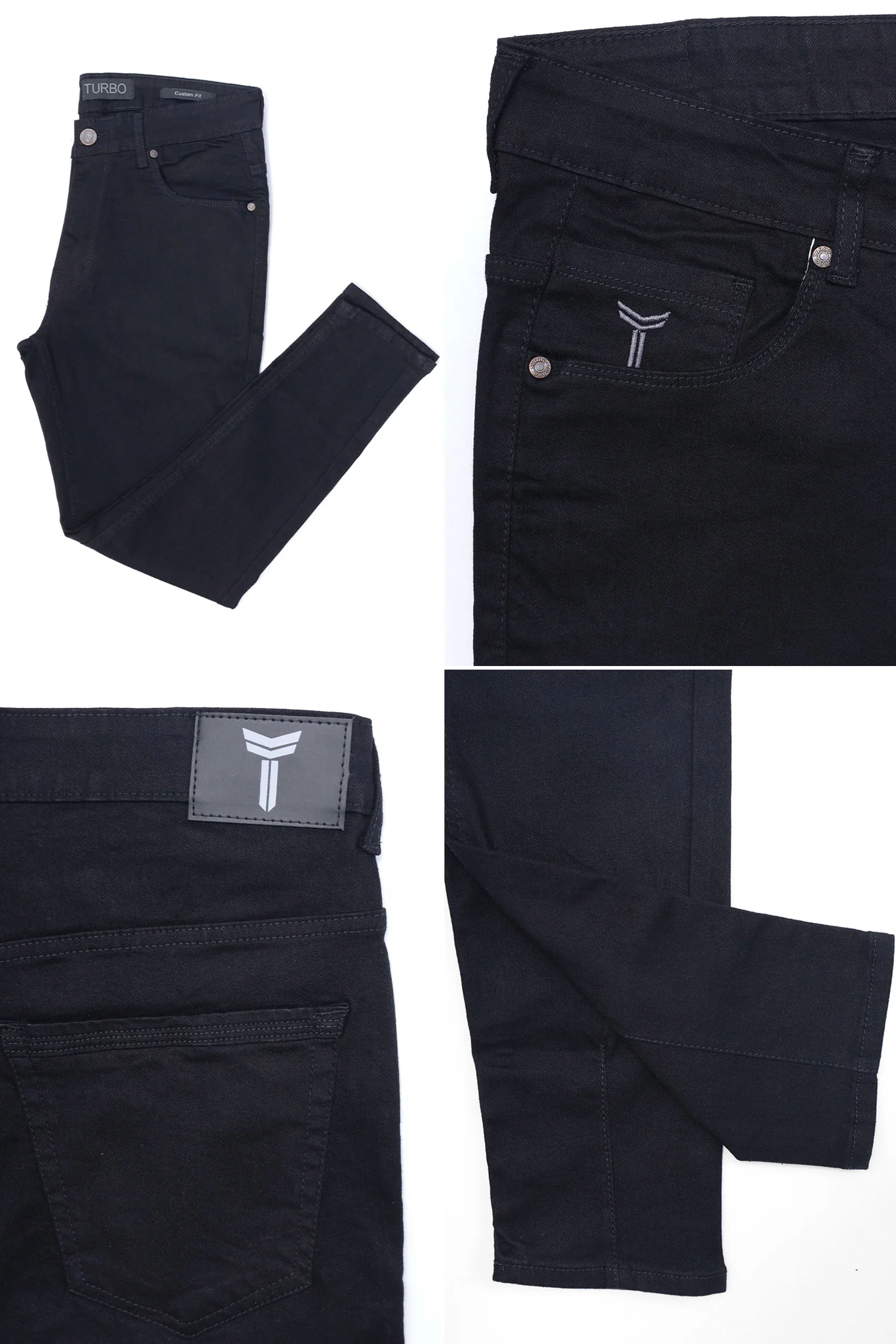 Plain Turbo Ankle Fit Jeans In Black - Image 5