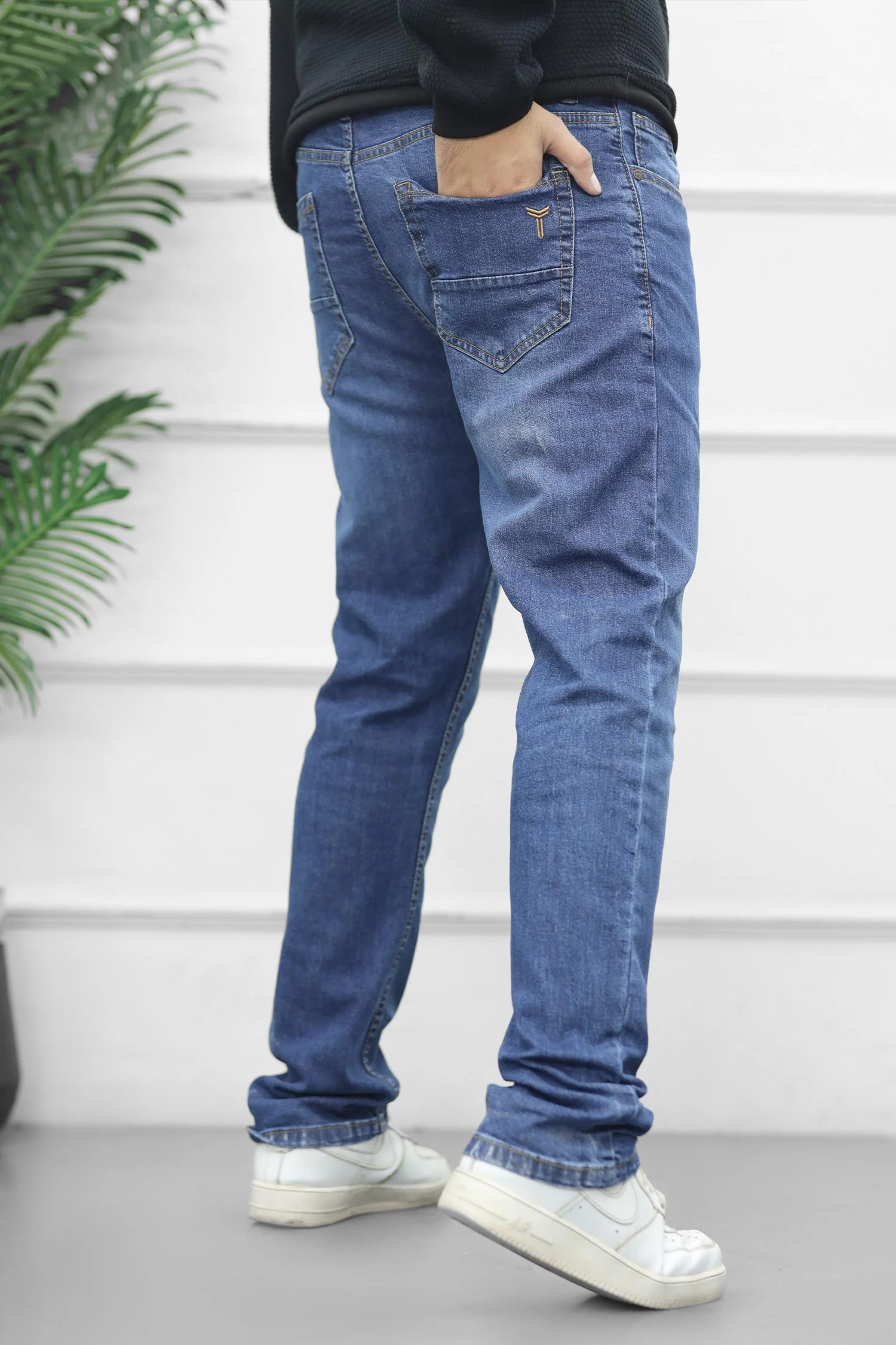 Turbo "Essential" Slim-Fit Jeans In Mid Blue - Image 3