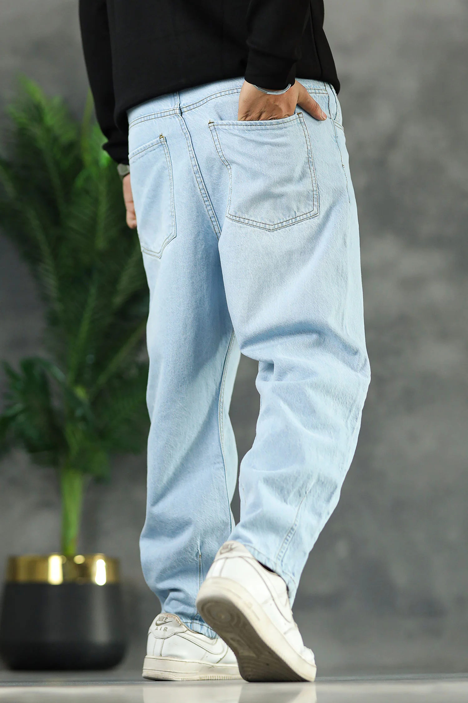 Turbo Bottom Plate Denim Baggy Jeans - Image 9