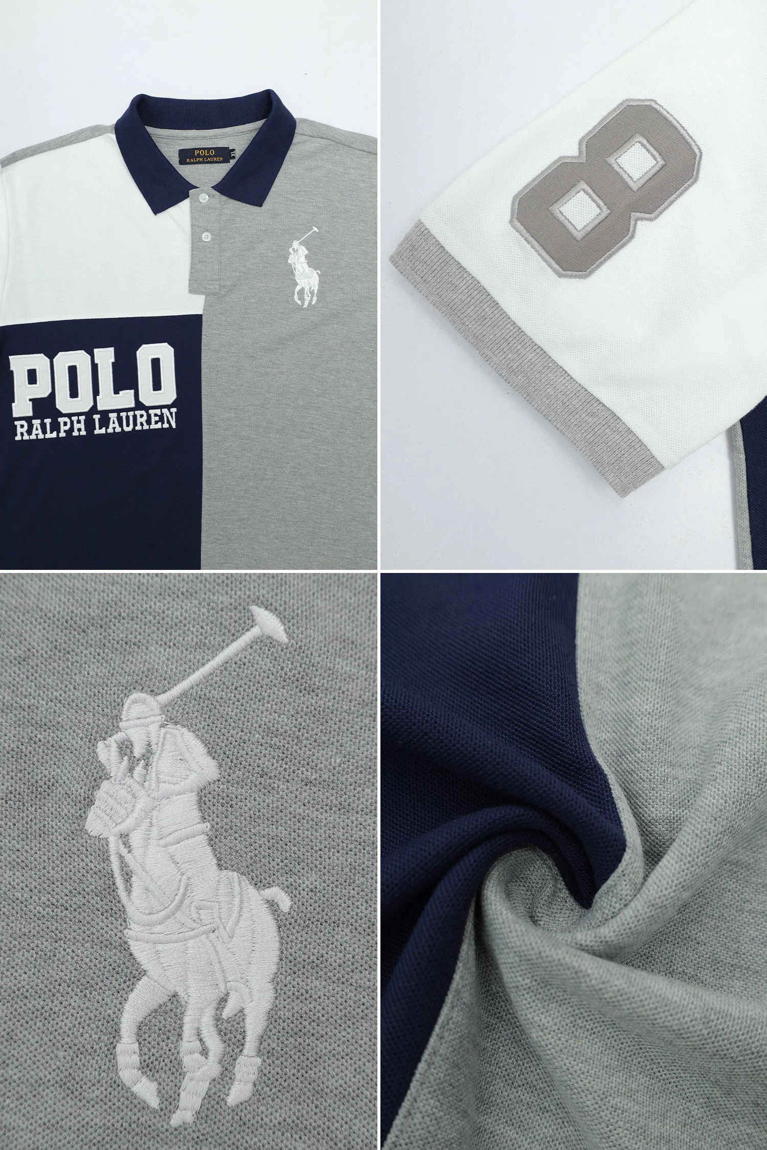 Plo Rph Classic Fit Multi-Colour Men's Polo Shirt In Light Grey - Image 3
