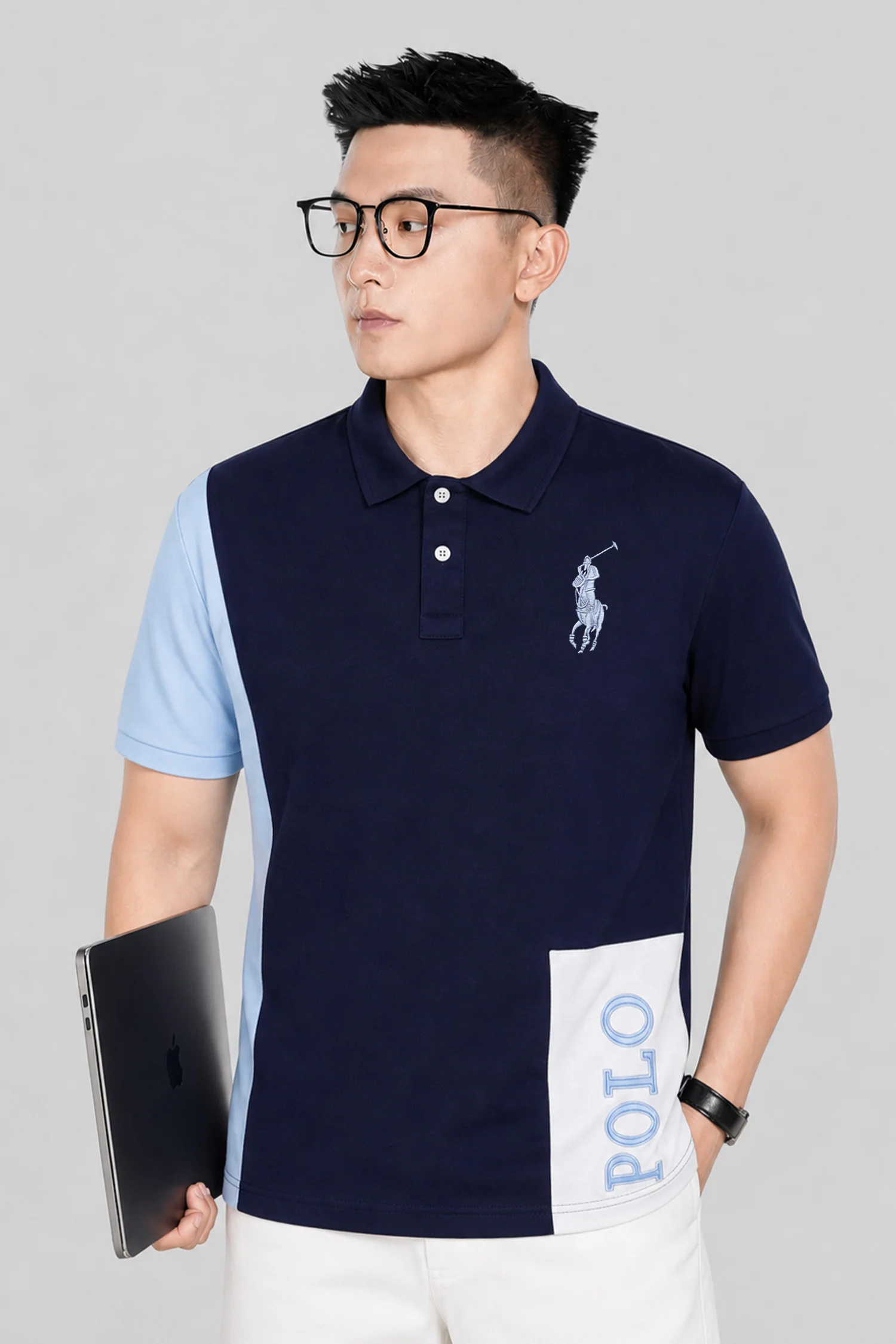 Plo Rph Lren Color-Blocked Style Men's Shirt