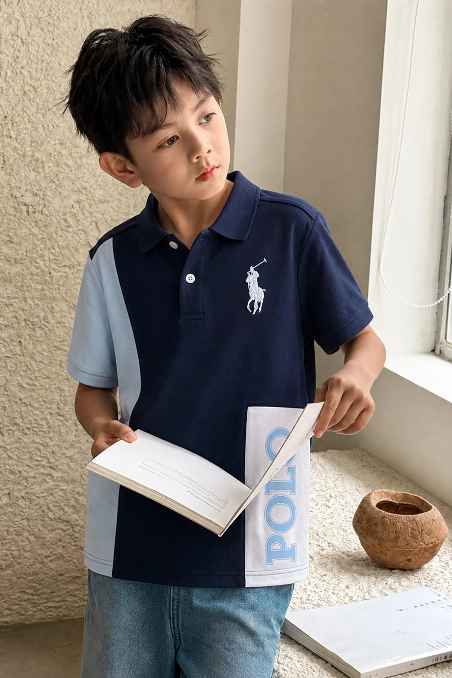 Plo Rph Lren Color-Blocked Style Younger Kids Polo Shirt - Image 4