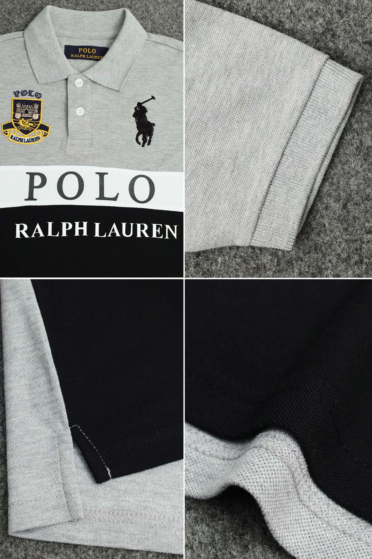 Plo Rph Lren Custom Fit In Two-Tone Younger Kids Polo Shirt - Image 3