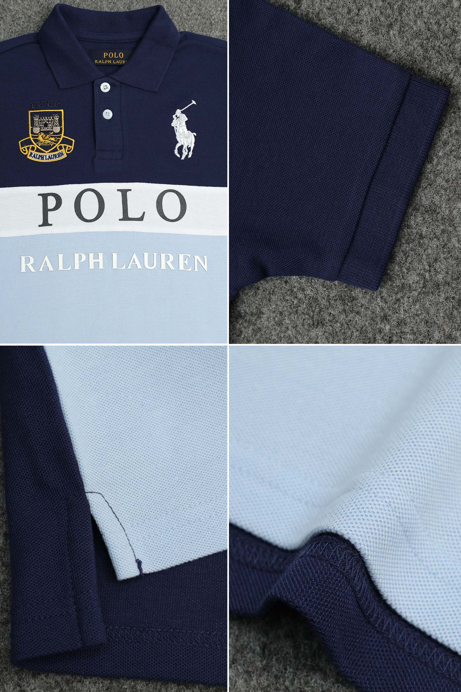 Plo Rph Lren Custom Fit In Two-Tone Younger Kids Polo Shirt - Image 9