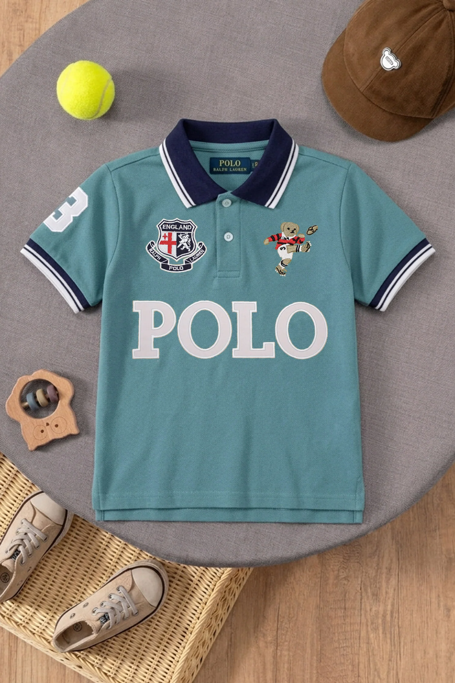 Plo Rph Lren Custom Slim Younger Kids Polo Shirt - Image 5