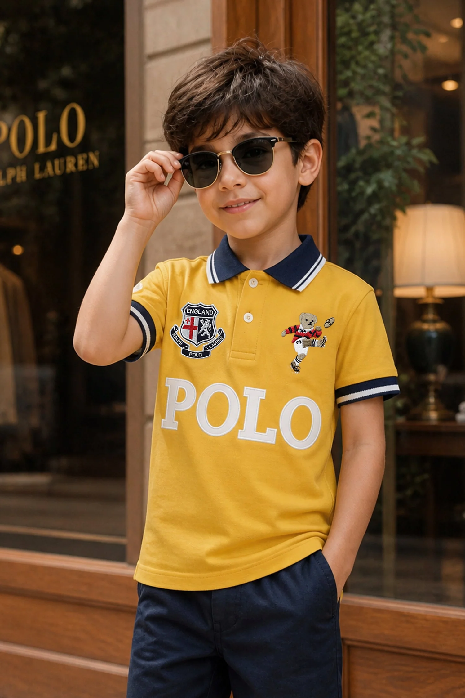 Plo Rph Lren Custom Slim Younger Kids Polo Shirt - Image 7