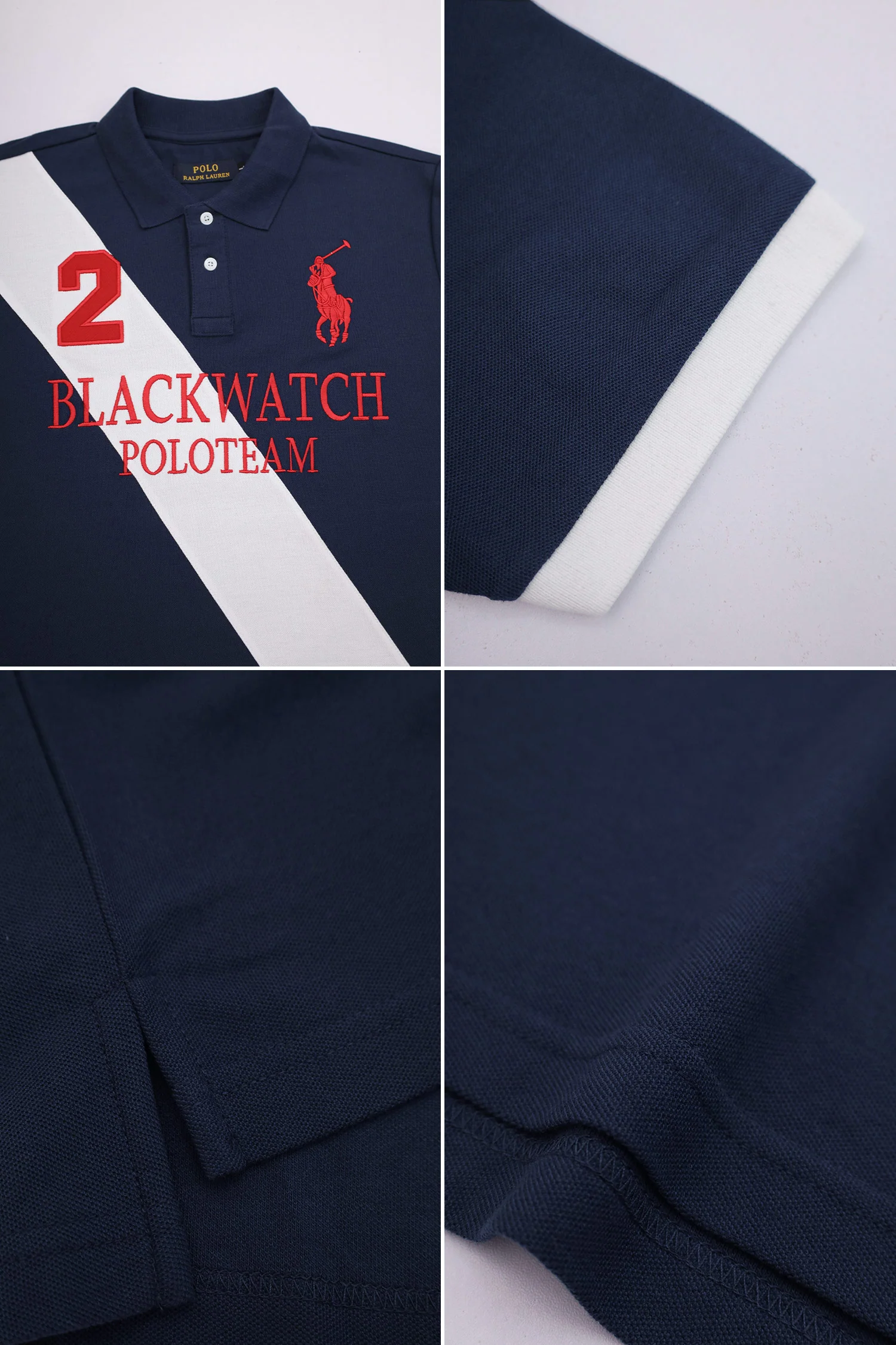 Plo Rph Lren Prominent Diagonal Stripe Men's Polo Shirt In Navy Blue - Image 3