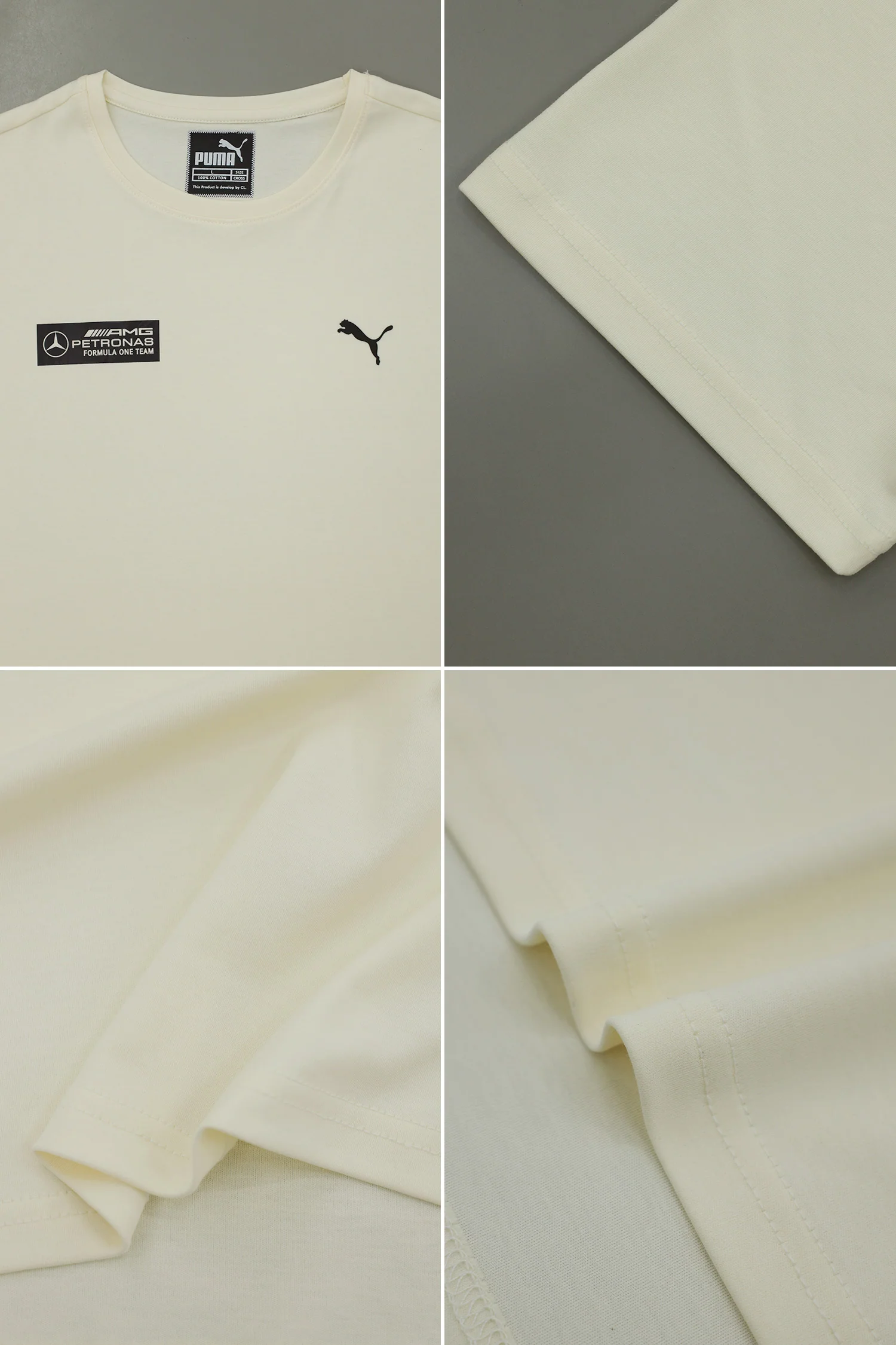 Pma Mercedes-AMG Typography Men's Tee In Cream - Image 2