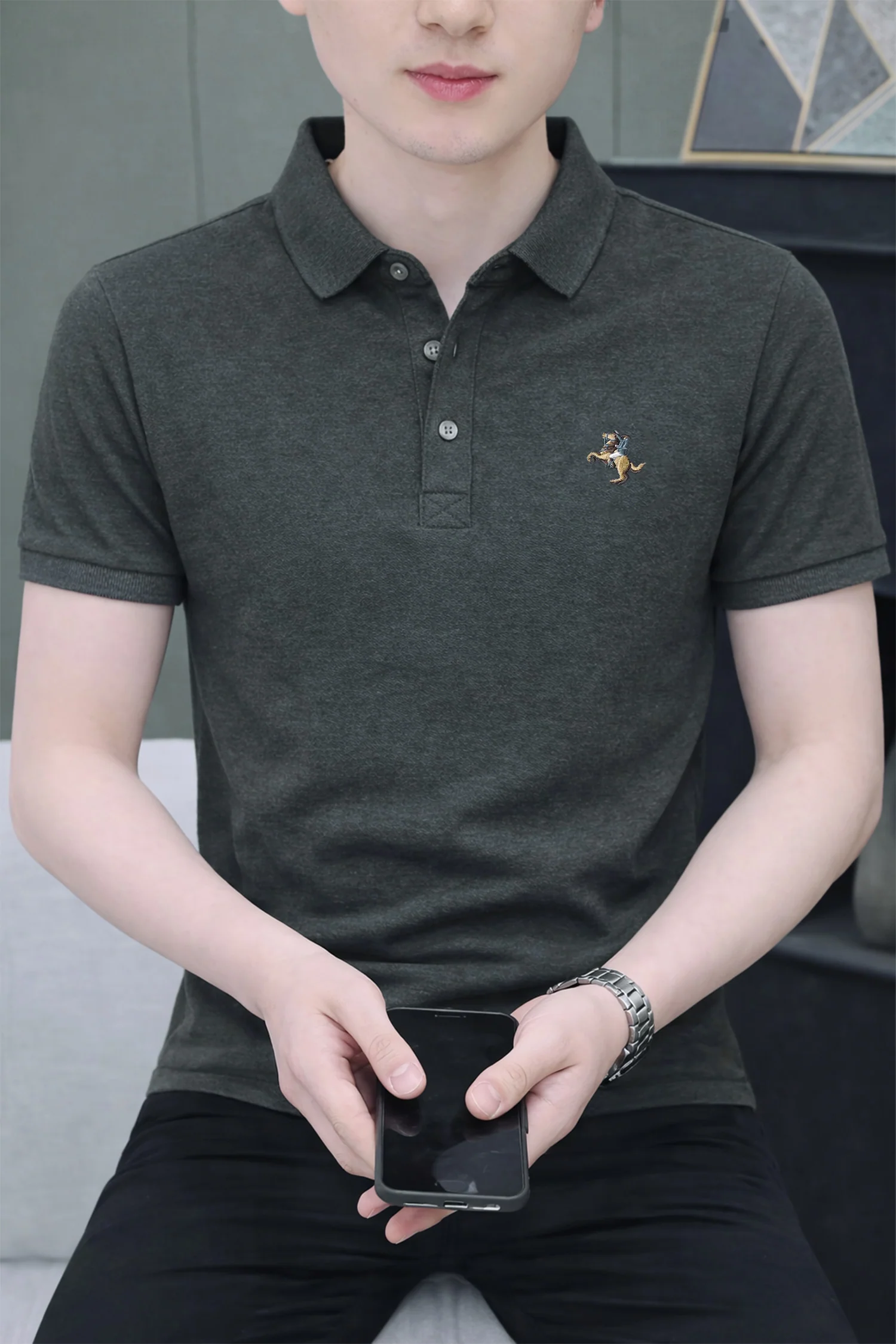 Polo Authentic Style Men's Polo Shirt In Charcoal