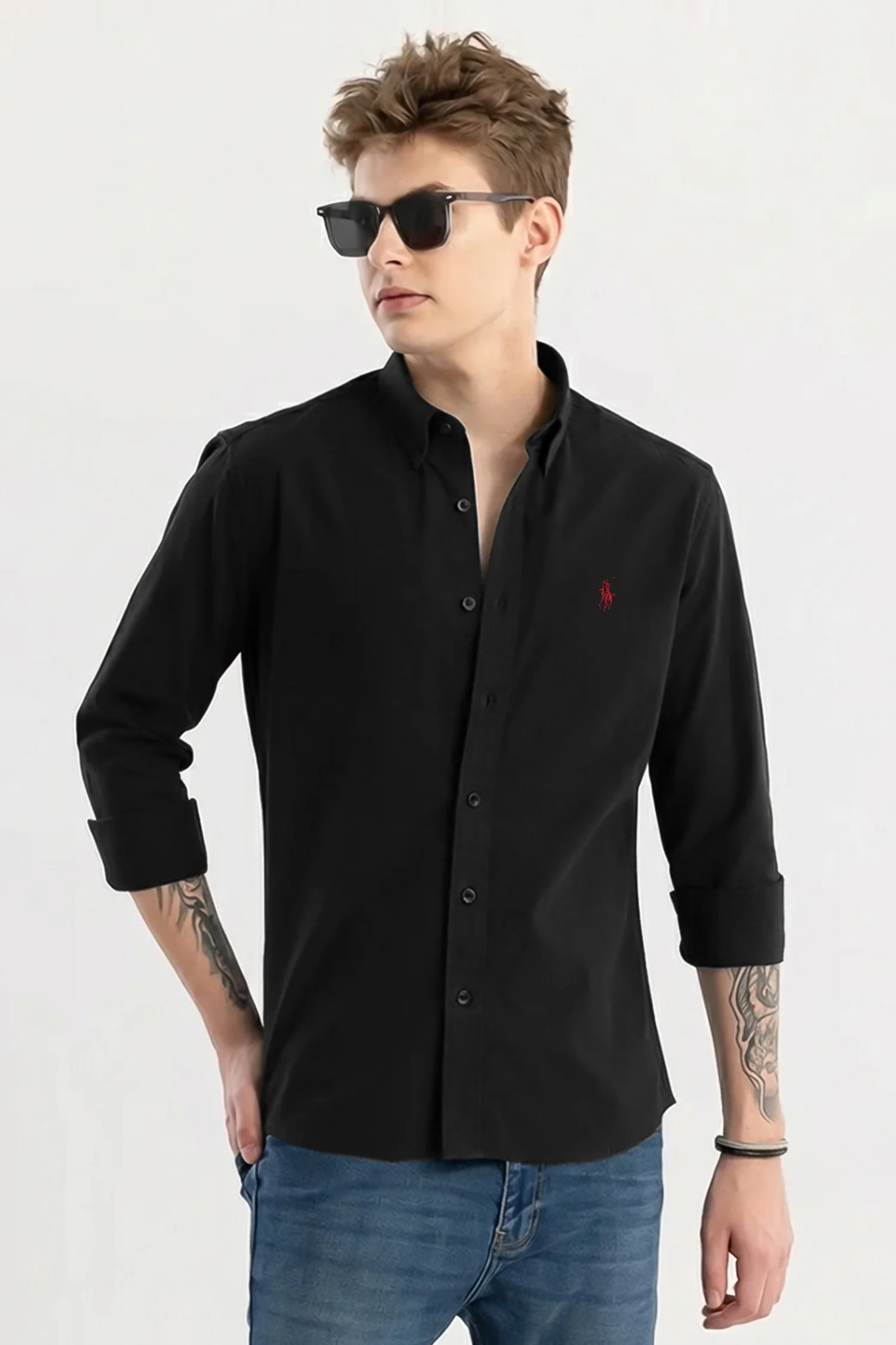 Polo Rph Lren Custom SlimFit Casual Shirt In Black