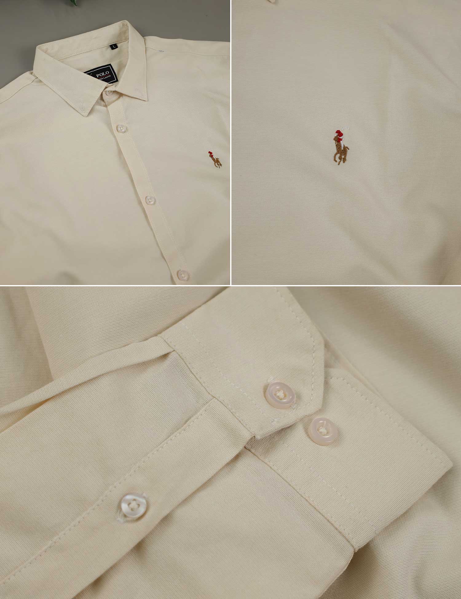Polo Rph Lren SlimFit Classic Casual Shirt In Creem - Image 4