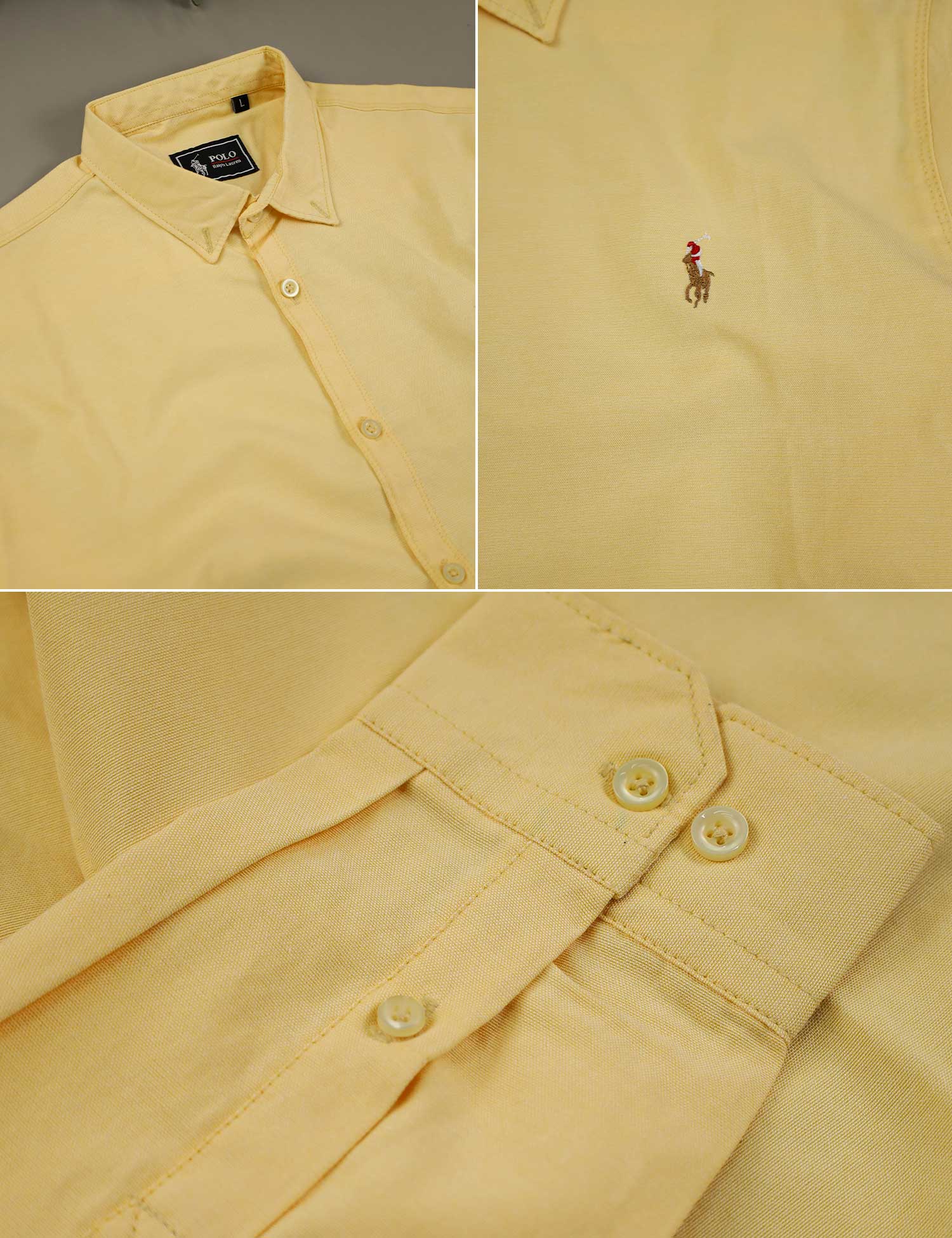 Polo Rph Lren SlimFit Classic Casual Shirt In Light Yellow - Image 4