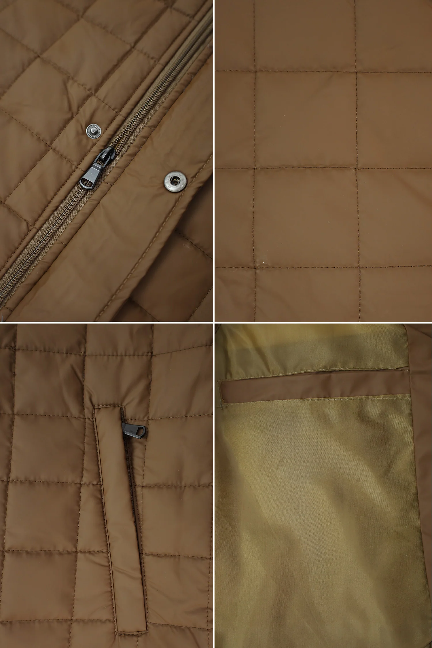 Quilted Design, Stand-up Collar Men's Gilet In Coffee - Image 4