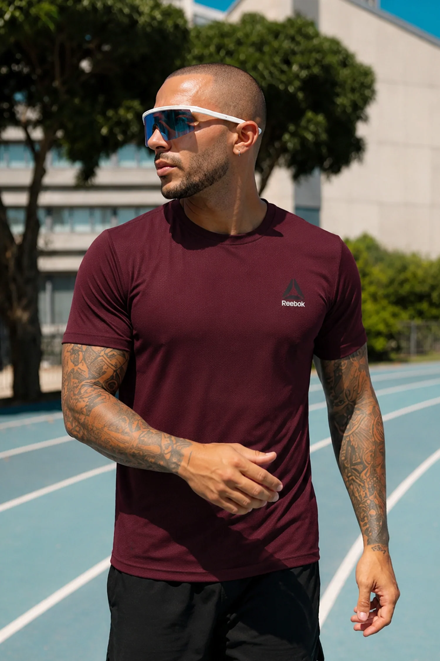 Rebok Legacy Core Performance Imp Dry-Fit Tee In Maroon