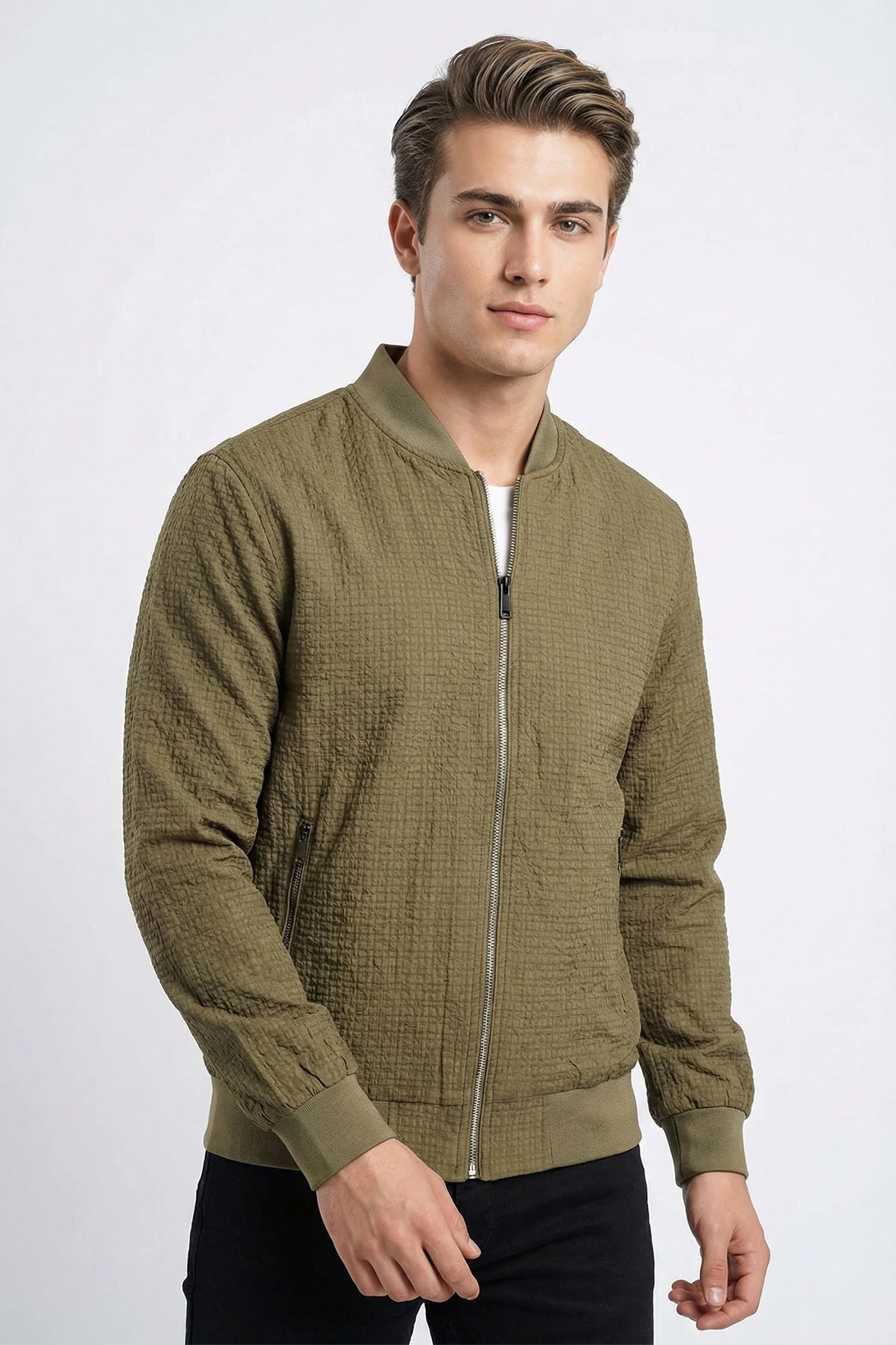 Regular Fit Club Imported Light Weight Jacket In Dark Skin