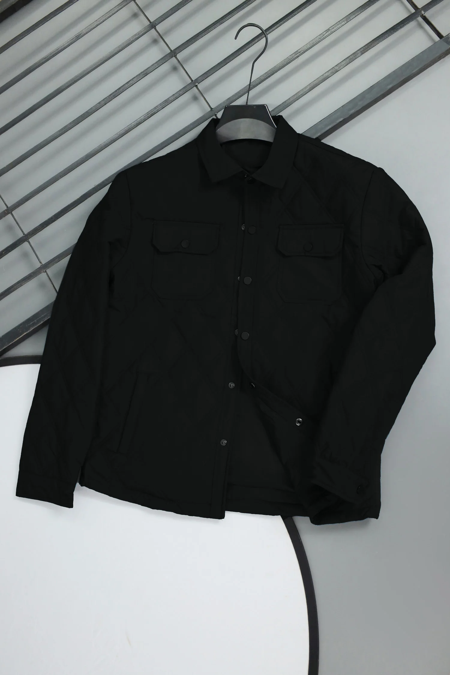 Regular Fit Self Design Imported Light Weight Jacket In Black