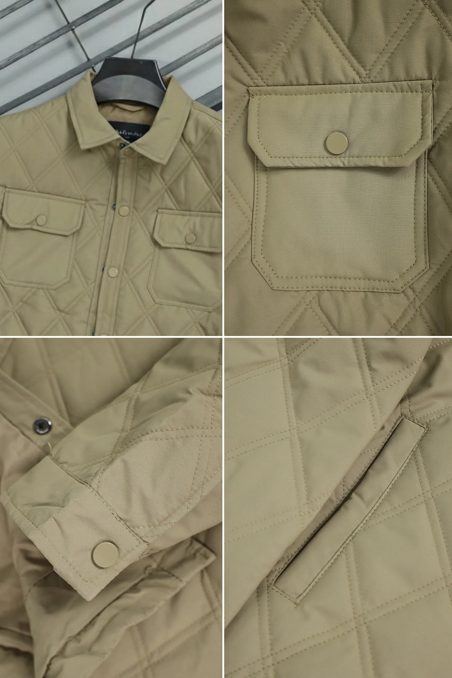 Regular Fit Self Design Imported Light Weight Jacket In Khaki - Image 4