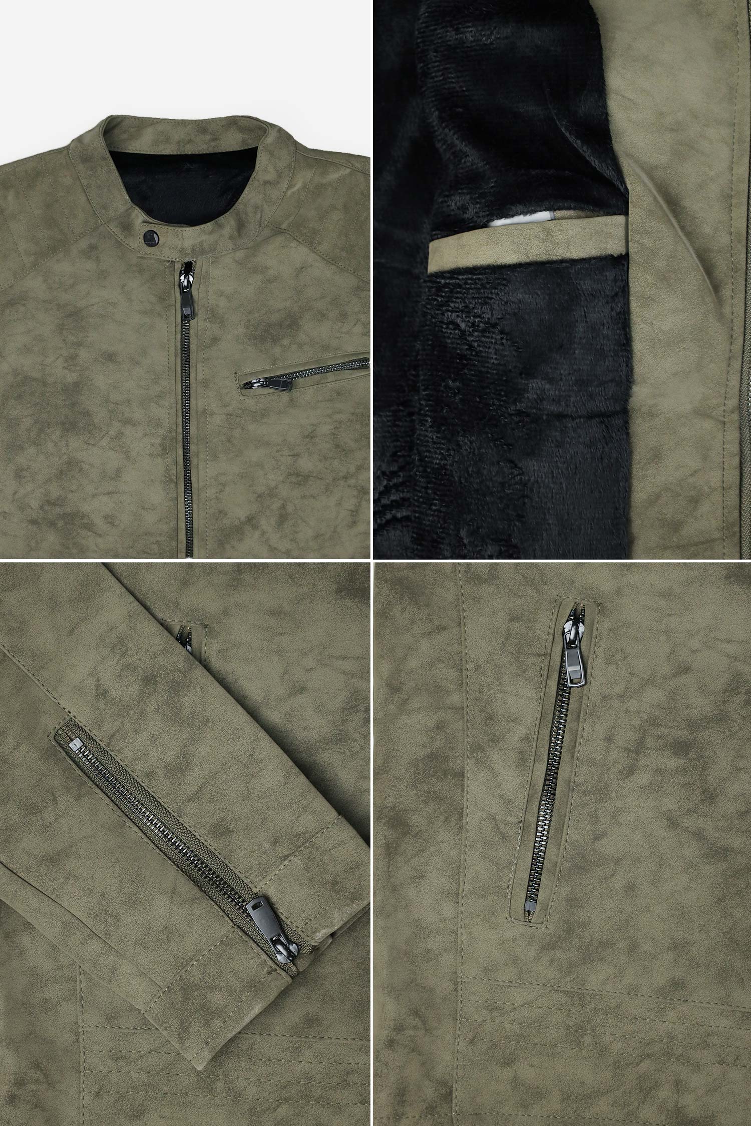 Snap-Button Closure Suede Leather Jacket - Image 6