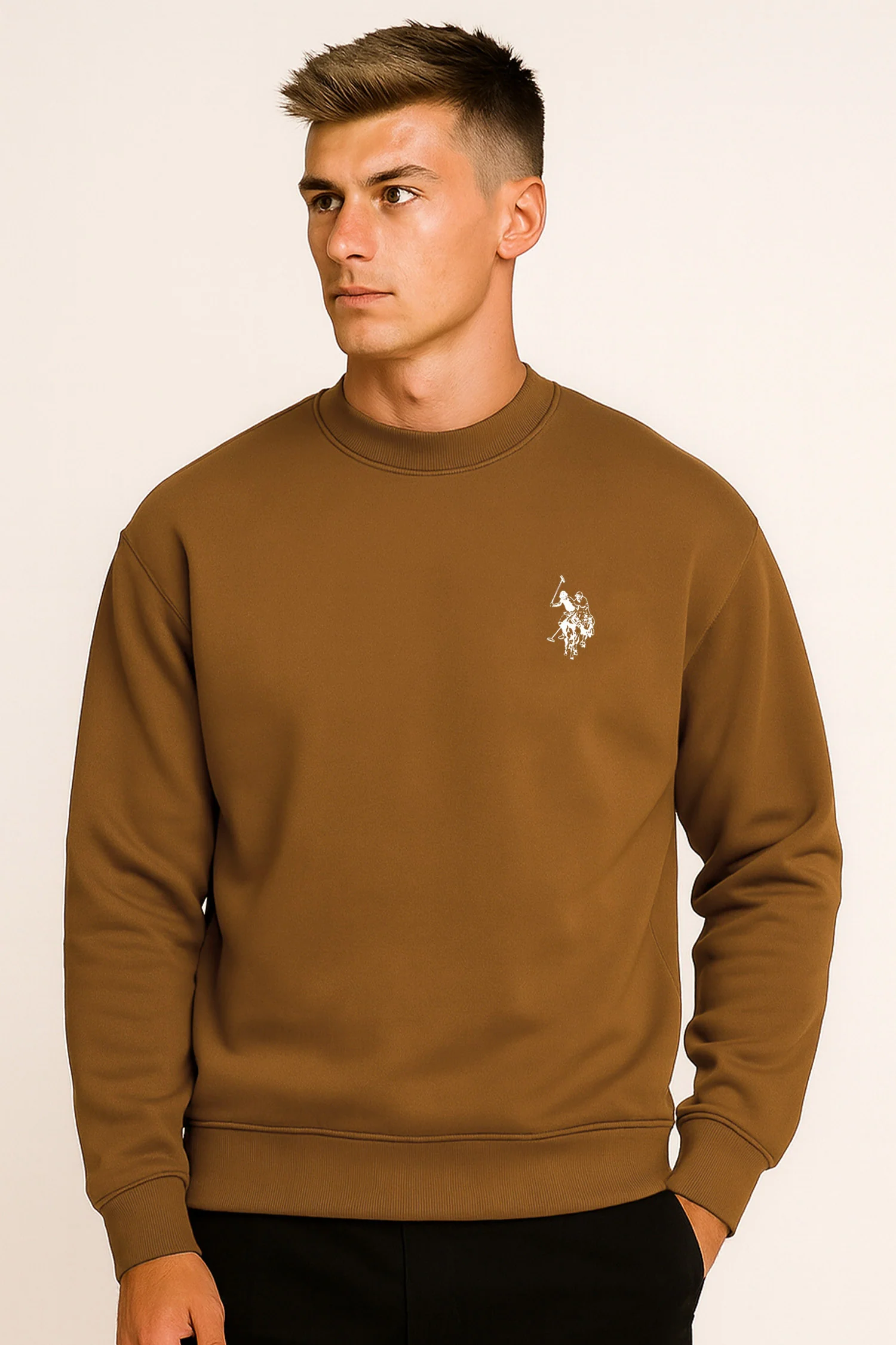 Rph Lren Neck Adele Round Neck Imported Men's Sweatshirt In Brown - Image 3