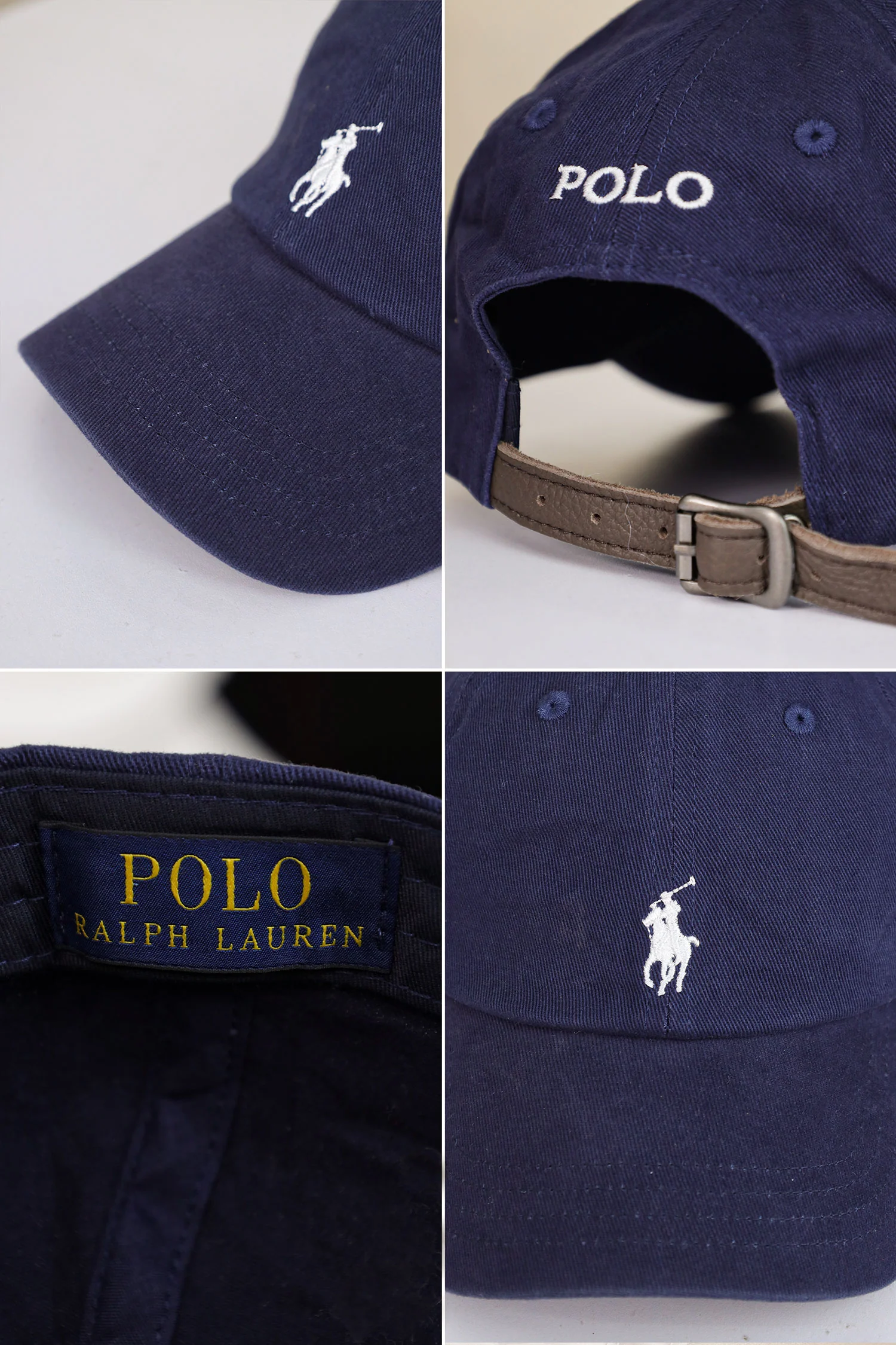 Rph Lren Polo Striped Oxford Imp Shamery Cotton Cap In Navy Blue - Image 3