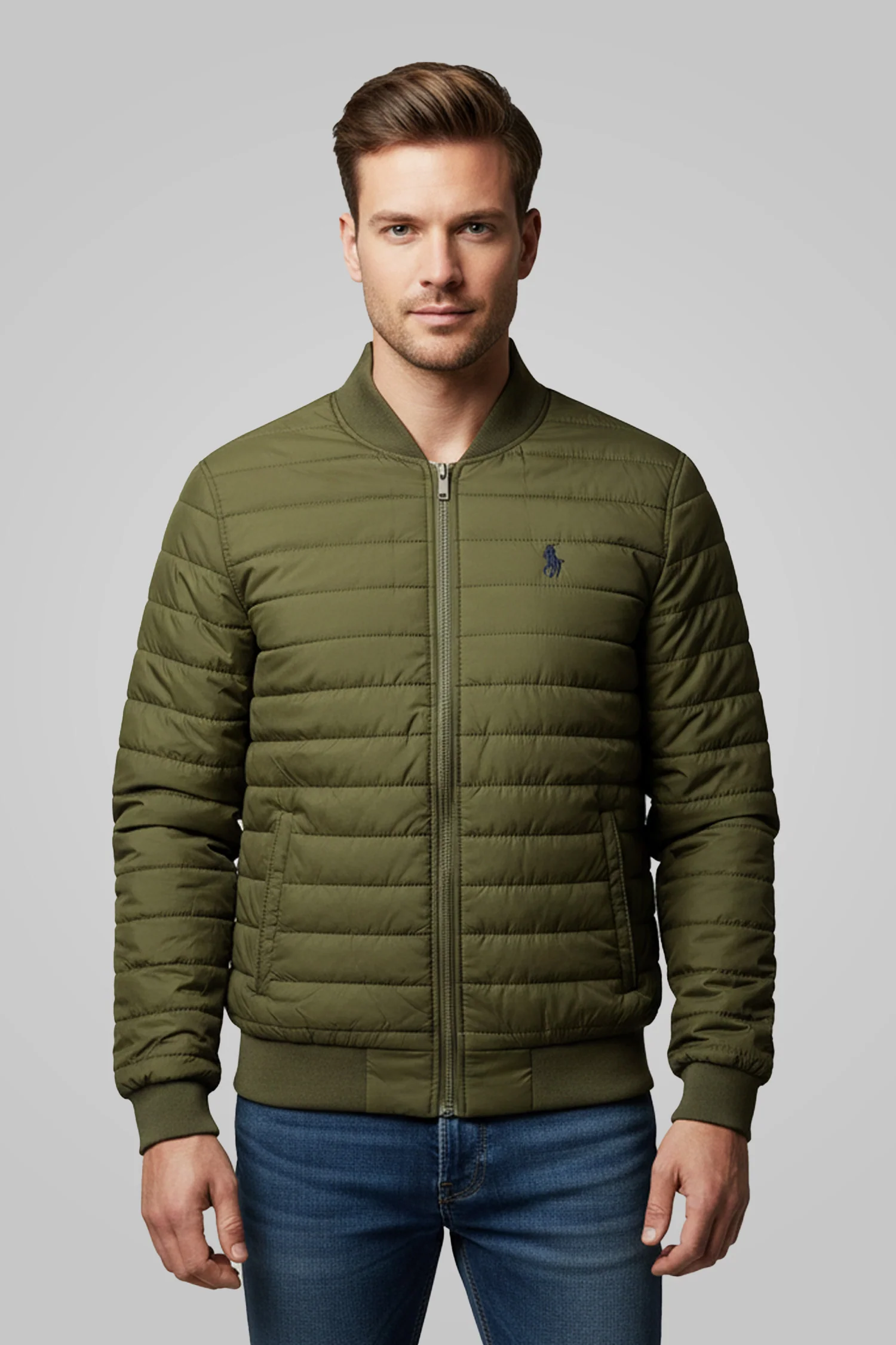 Rph Lren PoloBest Padded Men's Imported Puffer Jacket In Olive Green - Image 2